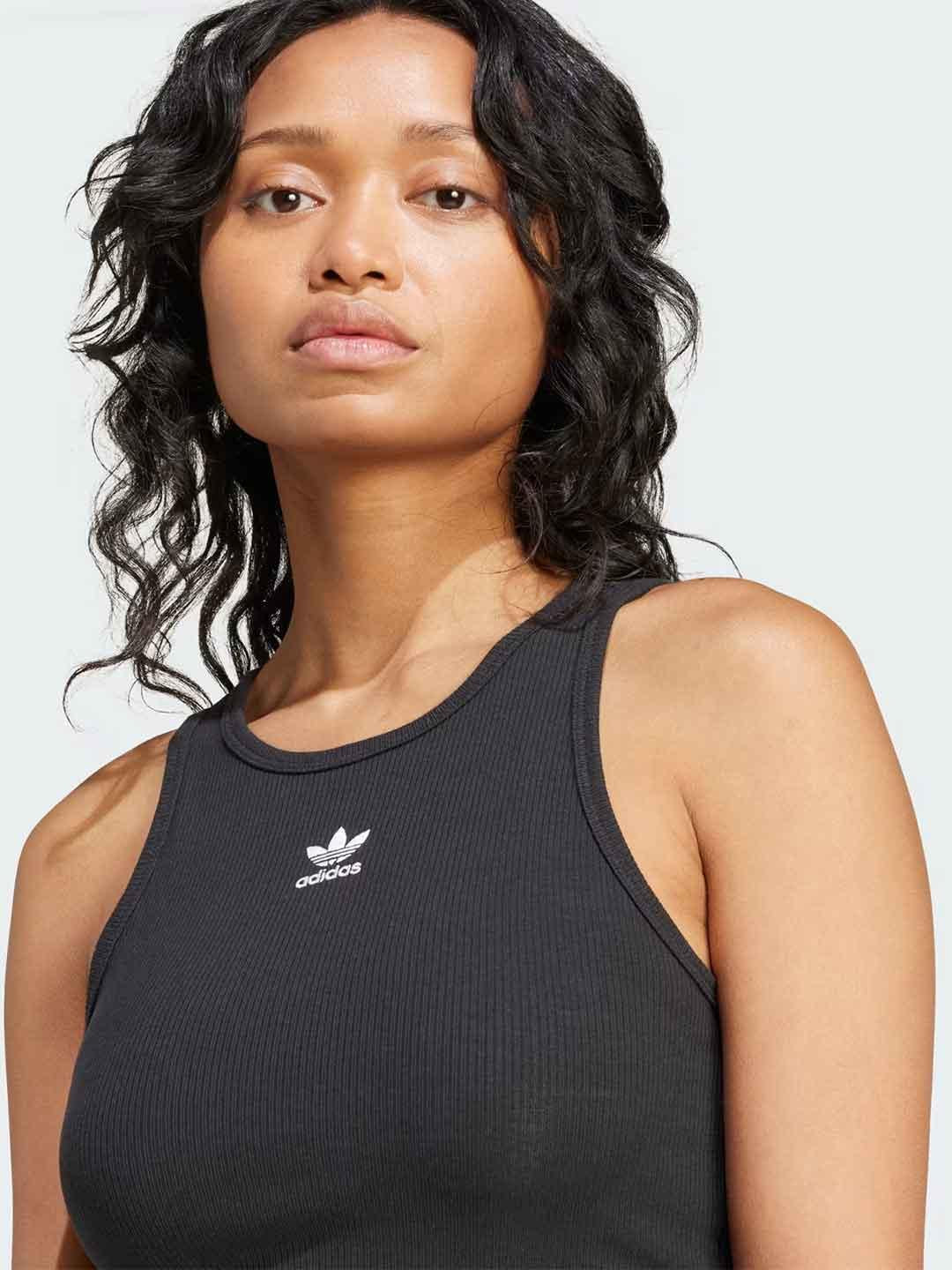 Adidas canotta nero a coste crop