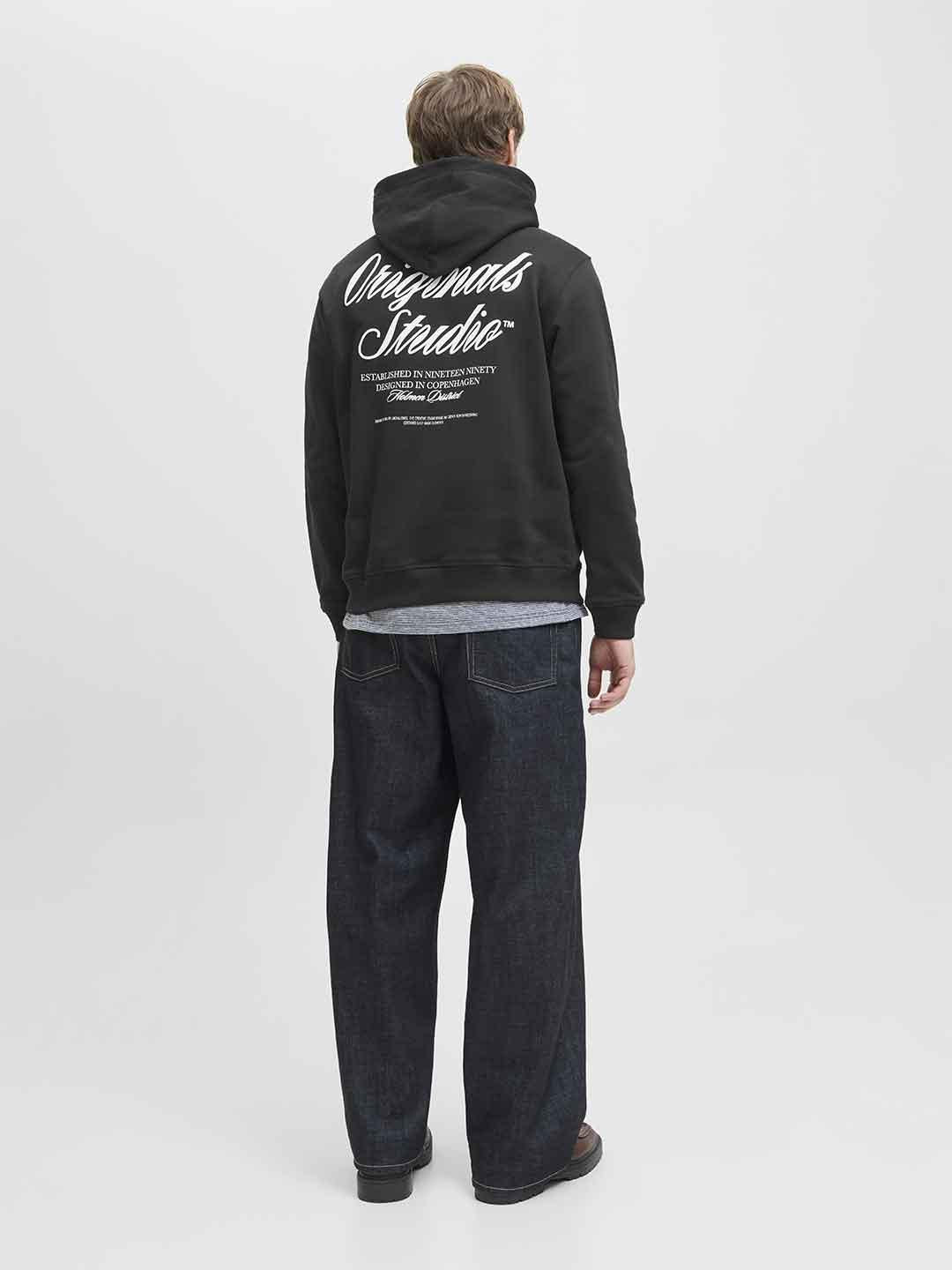 Jack & Jones felpa nero con cappuccio