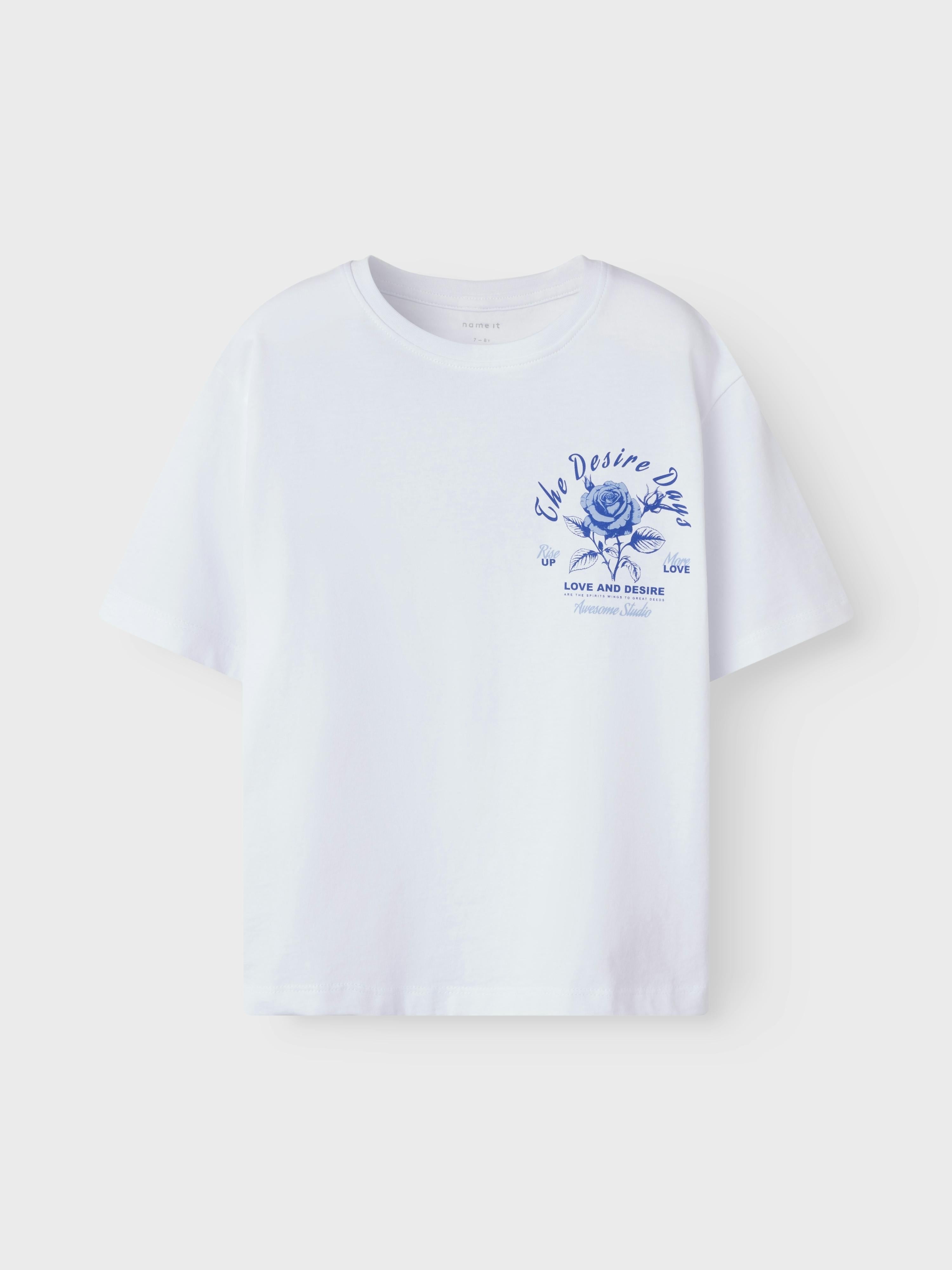 Name It t-shirt kids bianco con rose blu