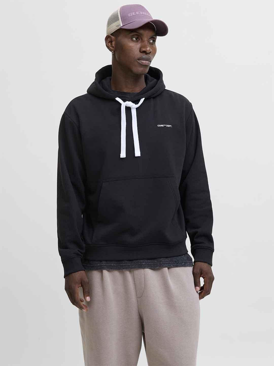 Jack & Jones felpe nero con cappuccio
