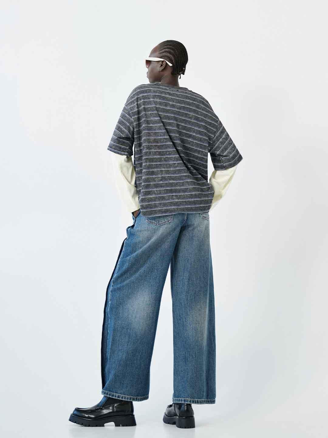 Eleh t-shirt grigio a righe