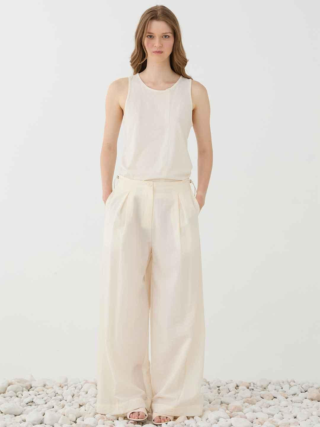 Eleh pantaloni panna parachute