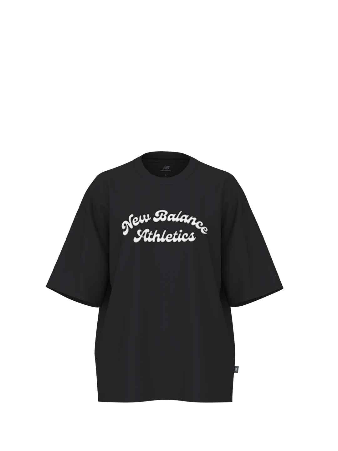 New Balance t-shirt nero con grafica bianca