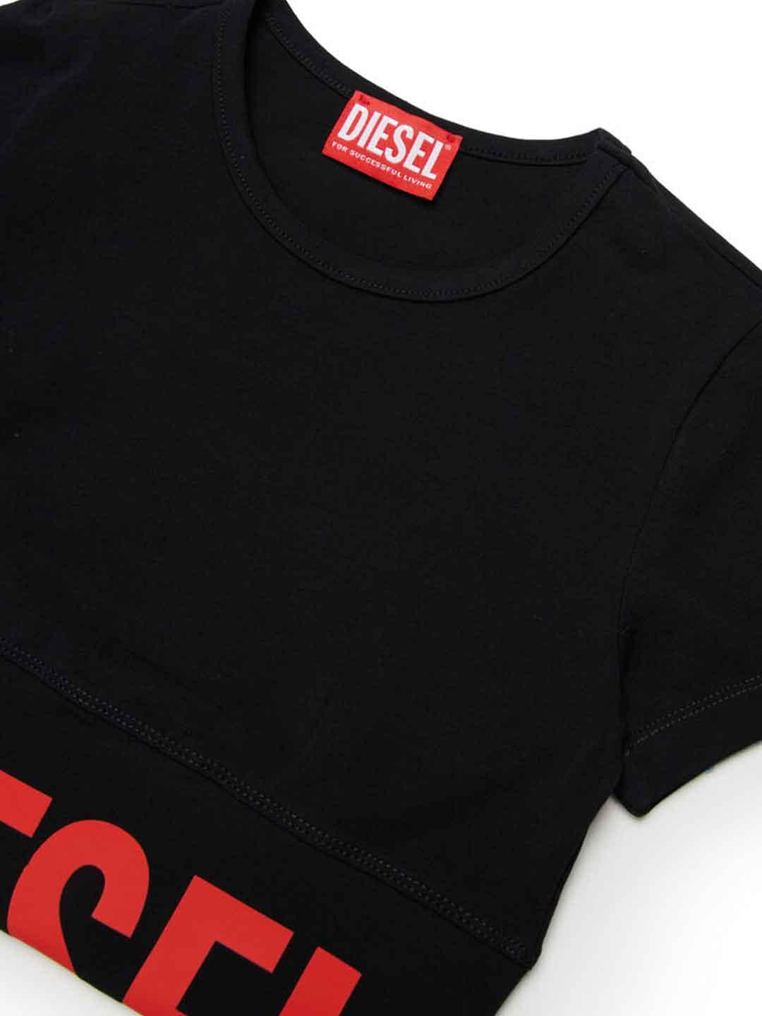 Diesel Tcefy t-shirt nero con logo rosso