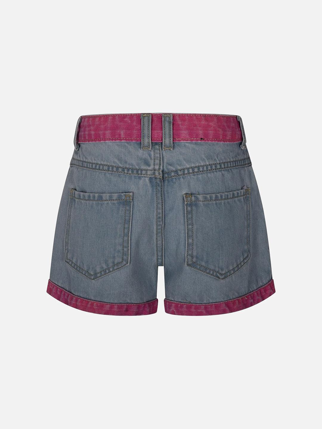 Marc Ellis shorts kids in jeans con orli fucsia