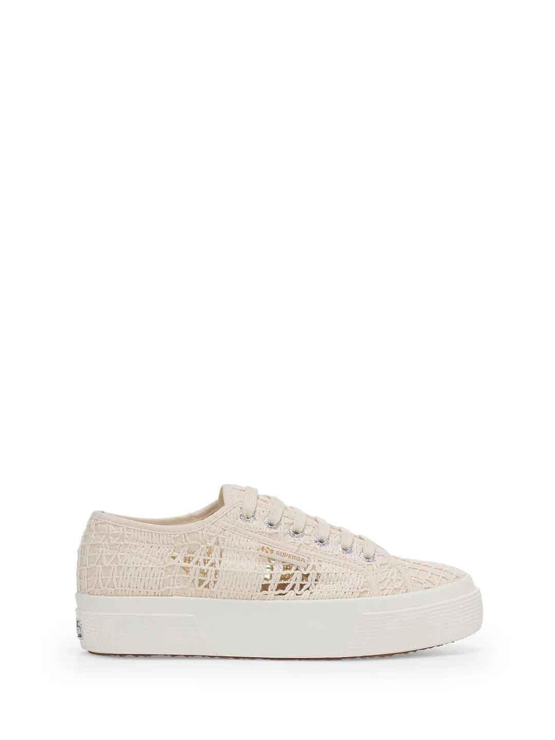 Superga sneakers panna in crochet platform