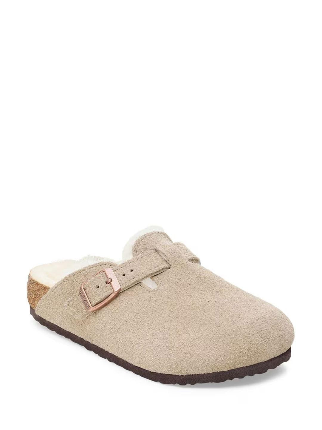 Birkenstock Boston sabot  kids beige con pelliccia