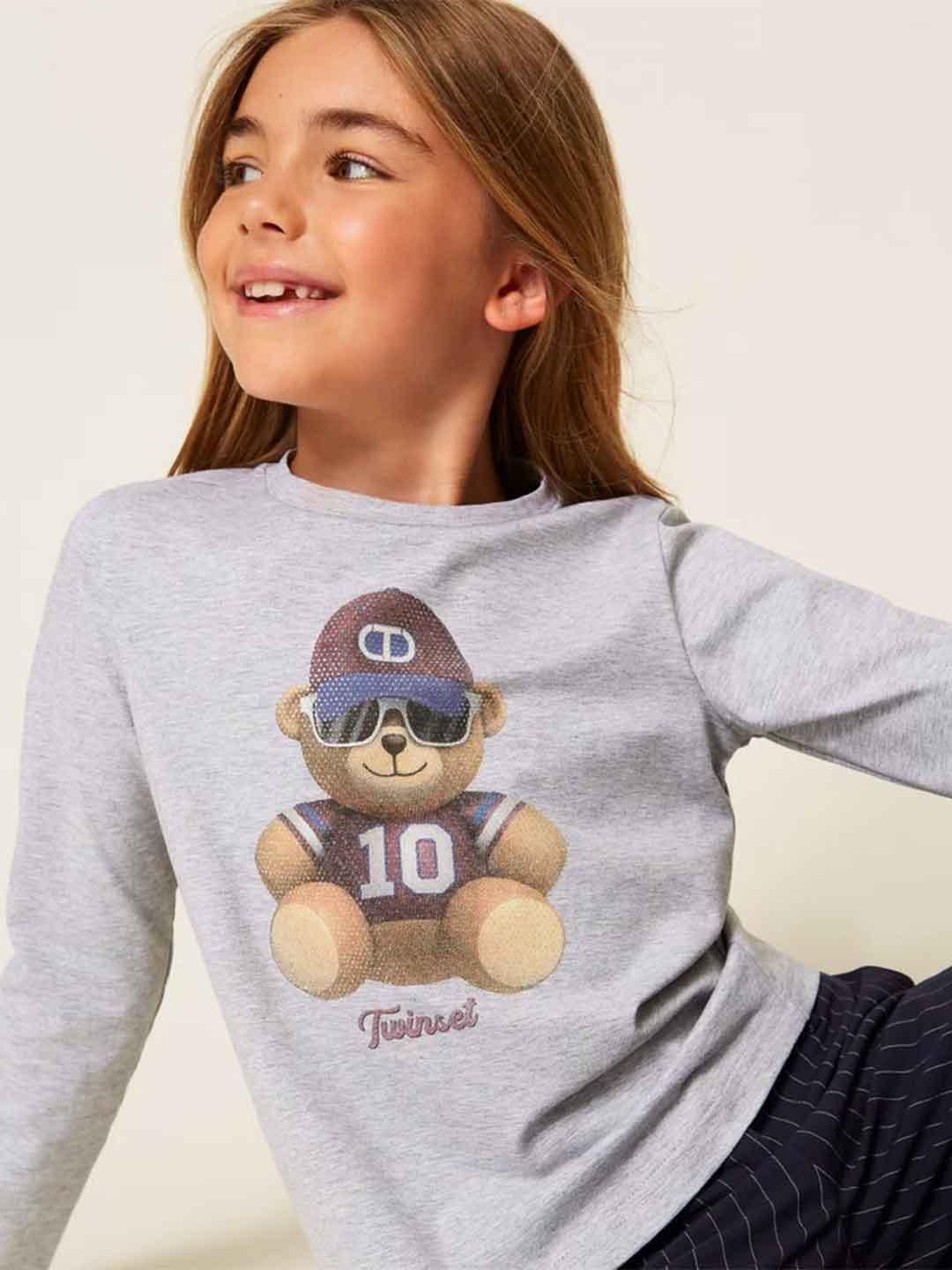 Twinset t-shirt kids grigio con stampa teddy