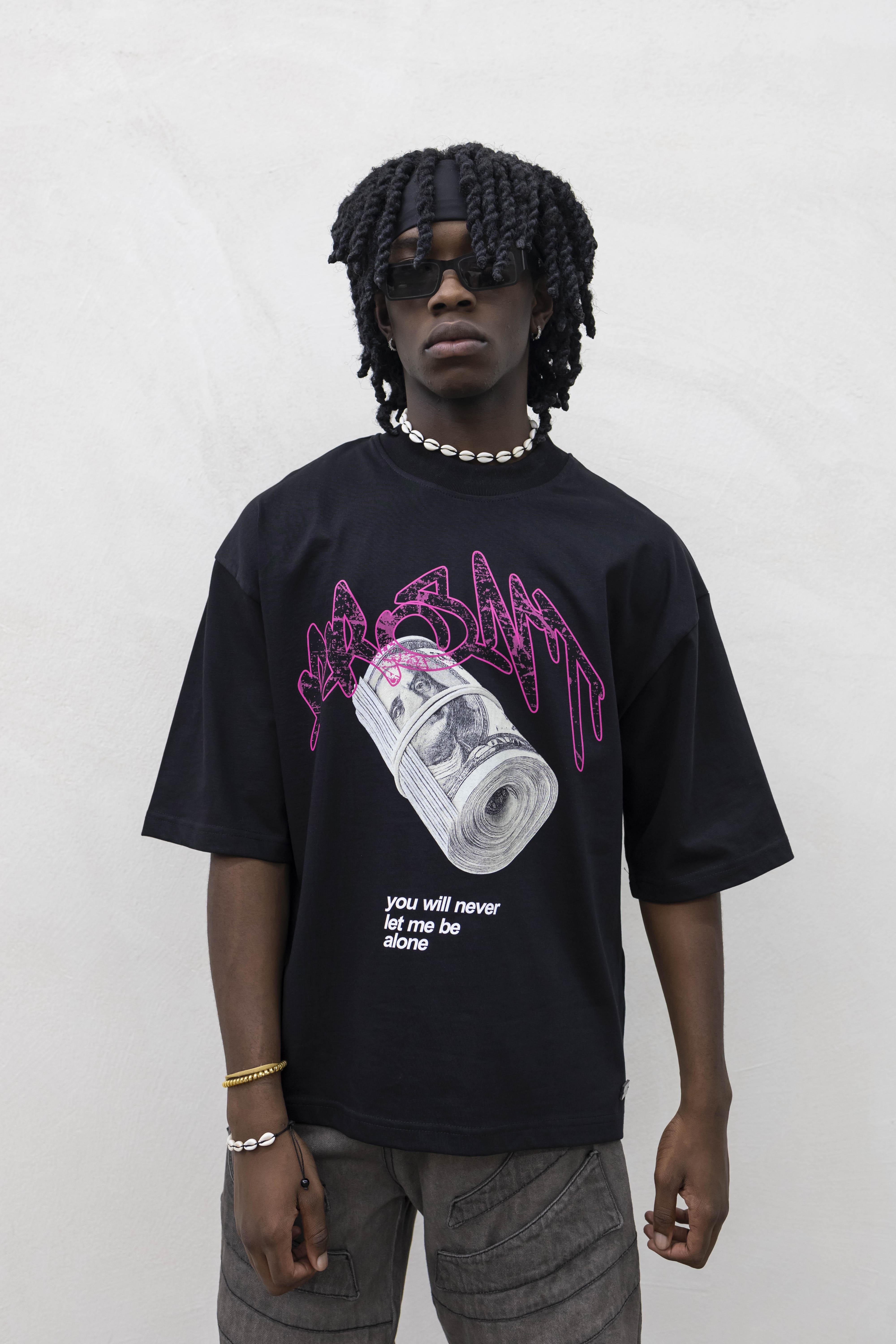 Present Day t-shirt nero con dollari