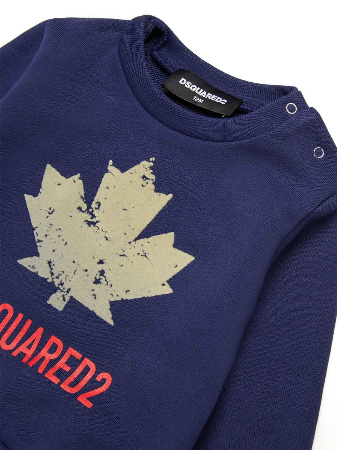 Dsquared 2 felpa kids blu con logo giallo