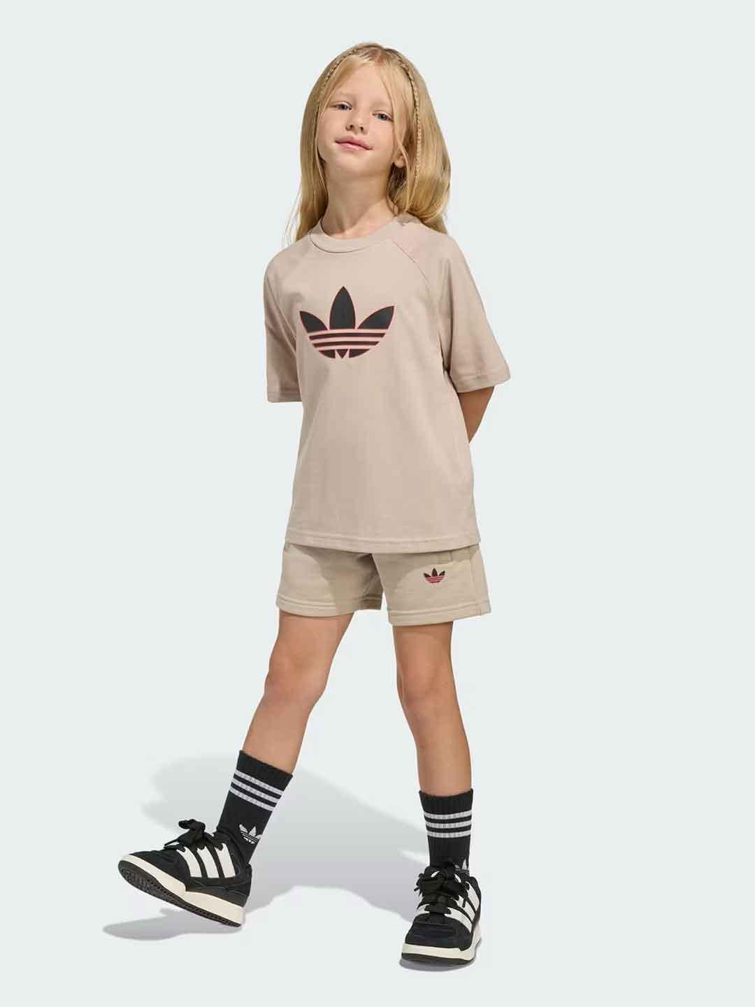 Adidas Tee Set coordinati kids beige