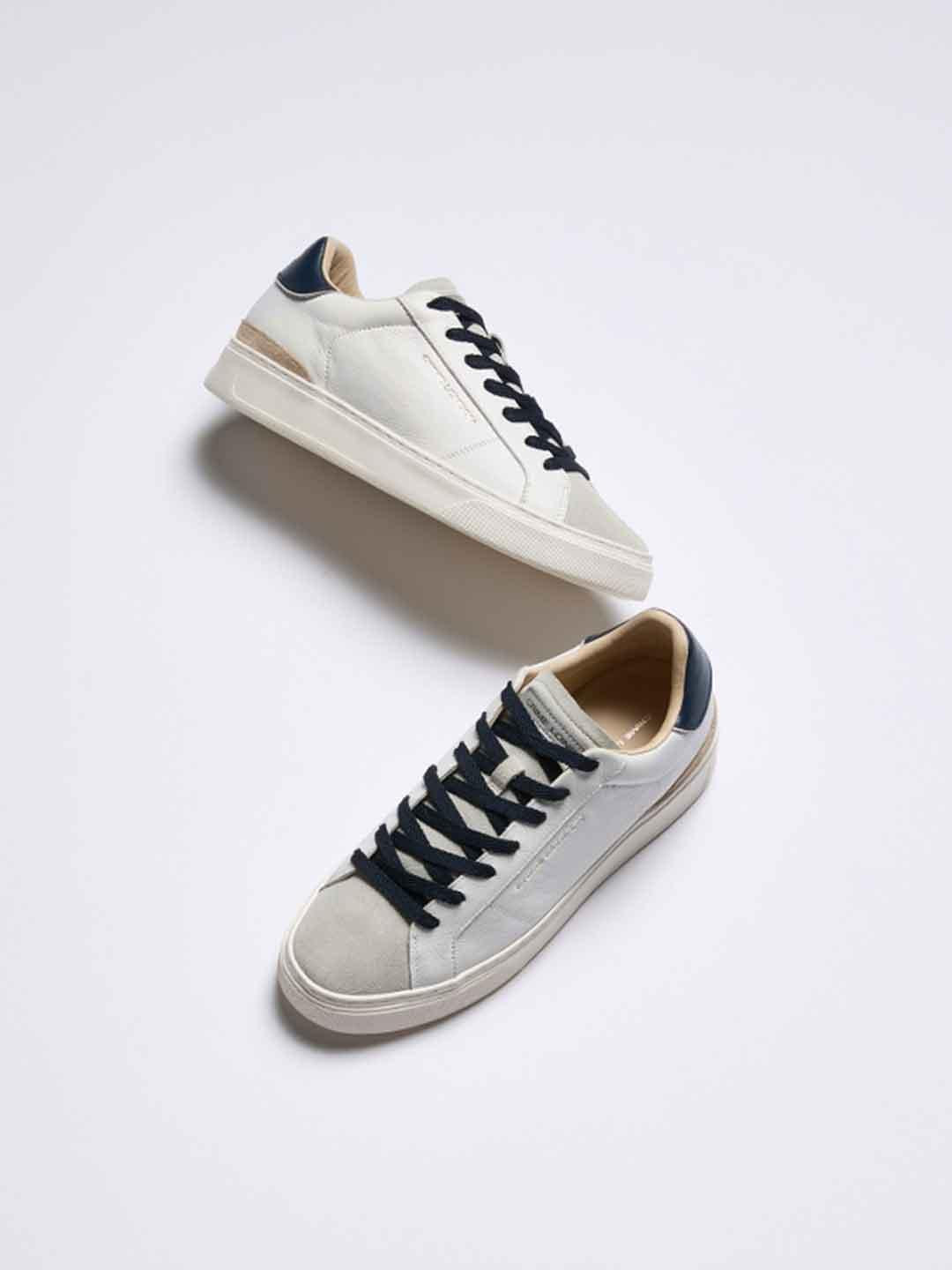 Crime Blade sneakers bianco con tab blu
