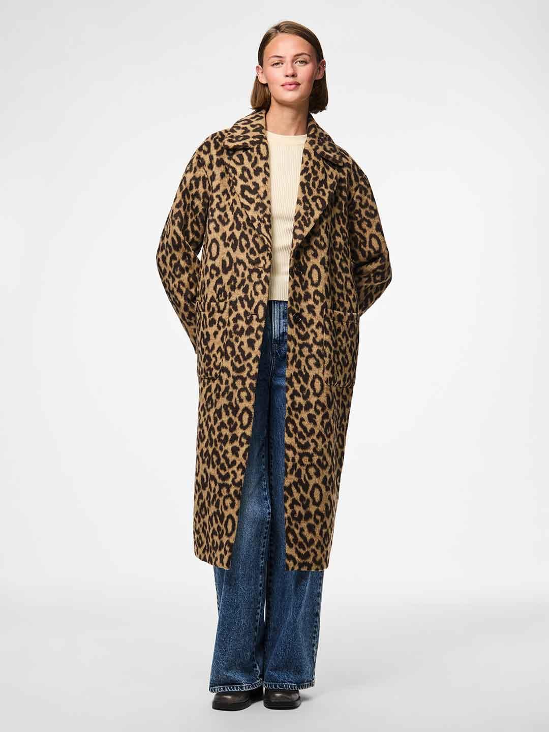 Pieces cappotto maculato lungo