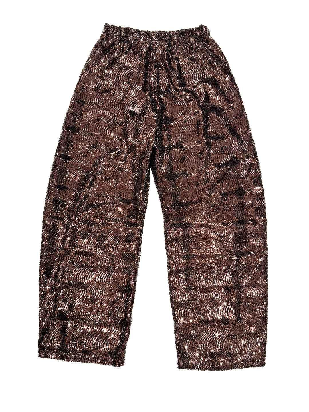 Motel pantaloni marrone con paillettes