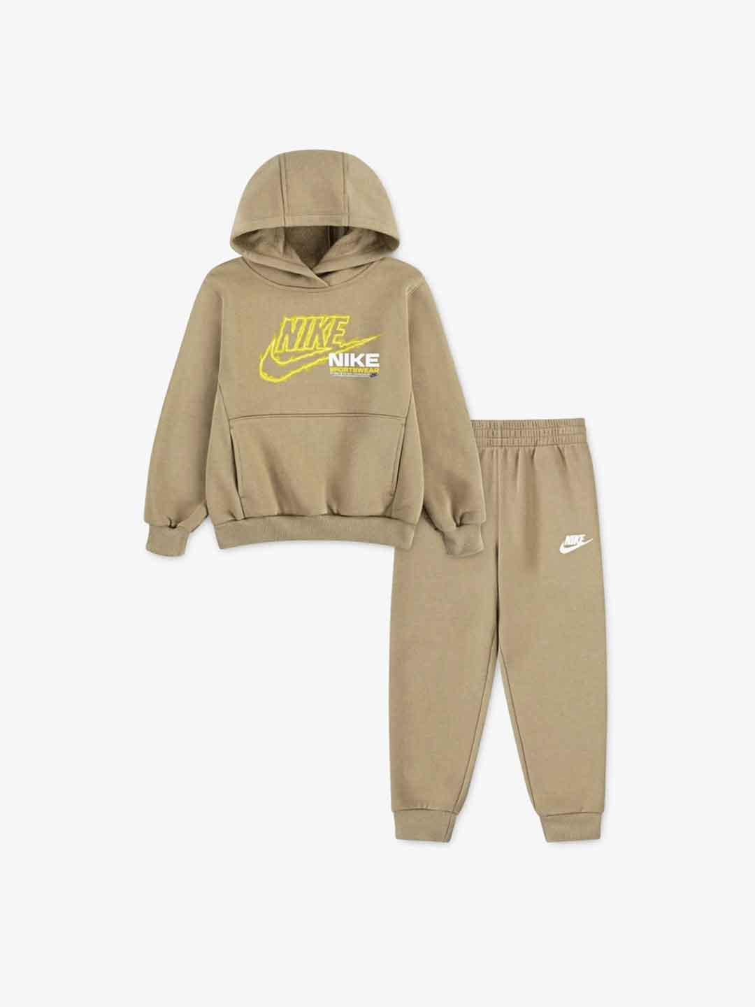 Nike coordinato kids beige con logo giallo