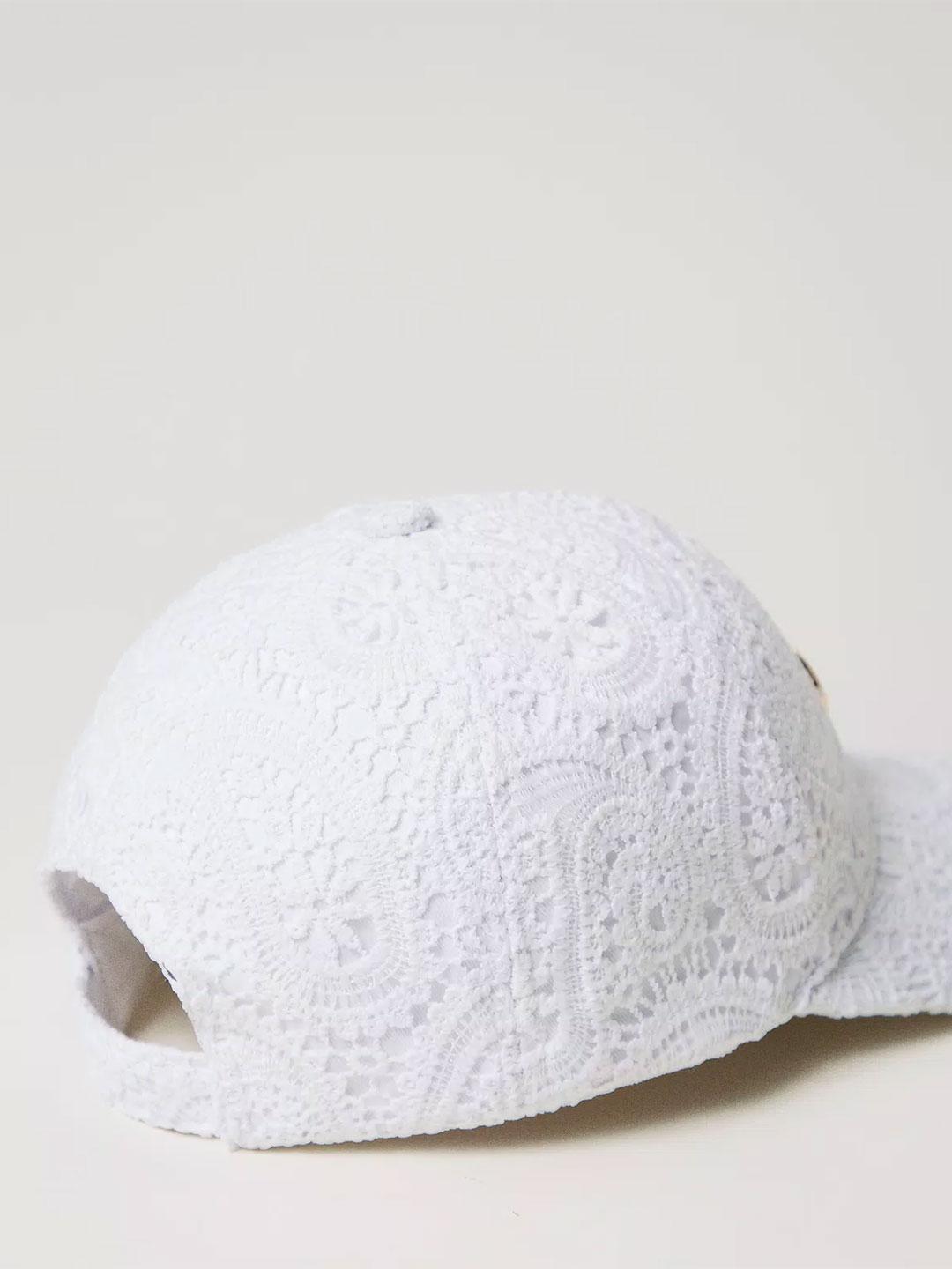 Twinset cappello kids bianco in pizzo