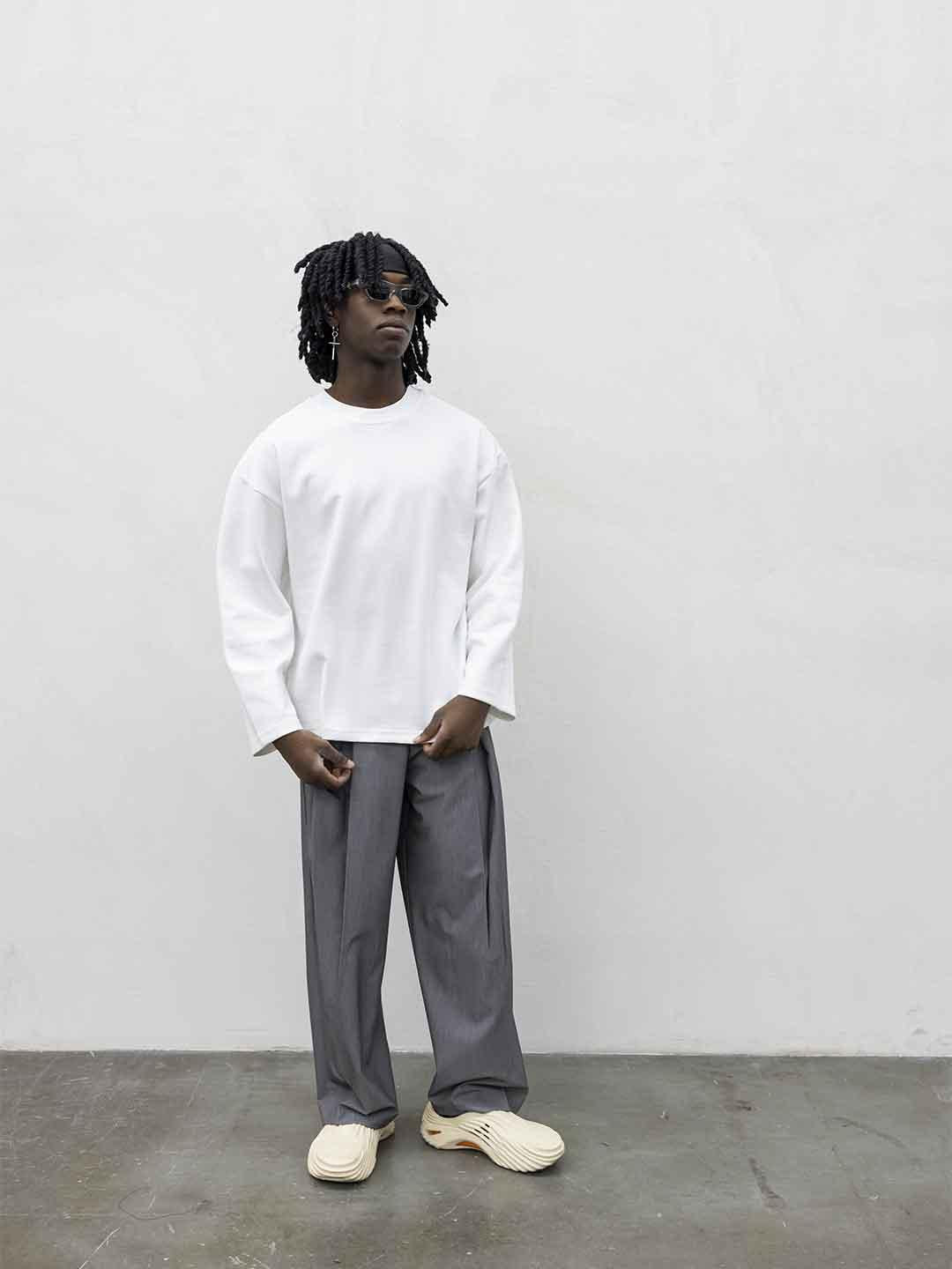 Present Day Long Perfect t-shirt bianco maniche lunghe