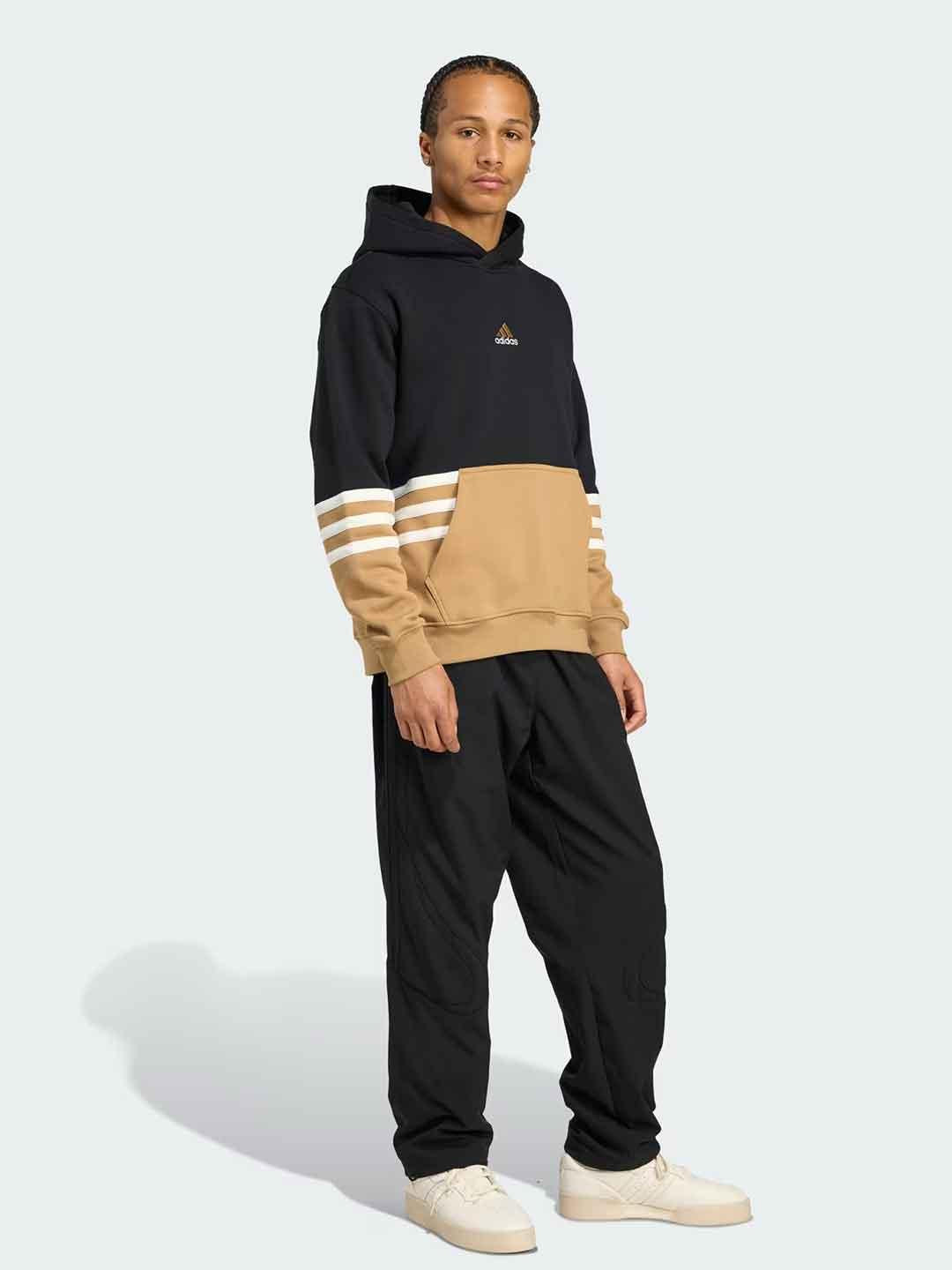 Adidas felpa nero con logo beige