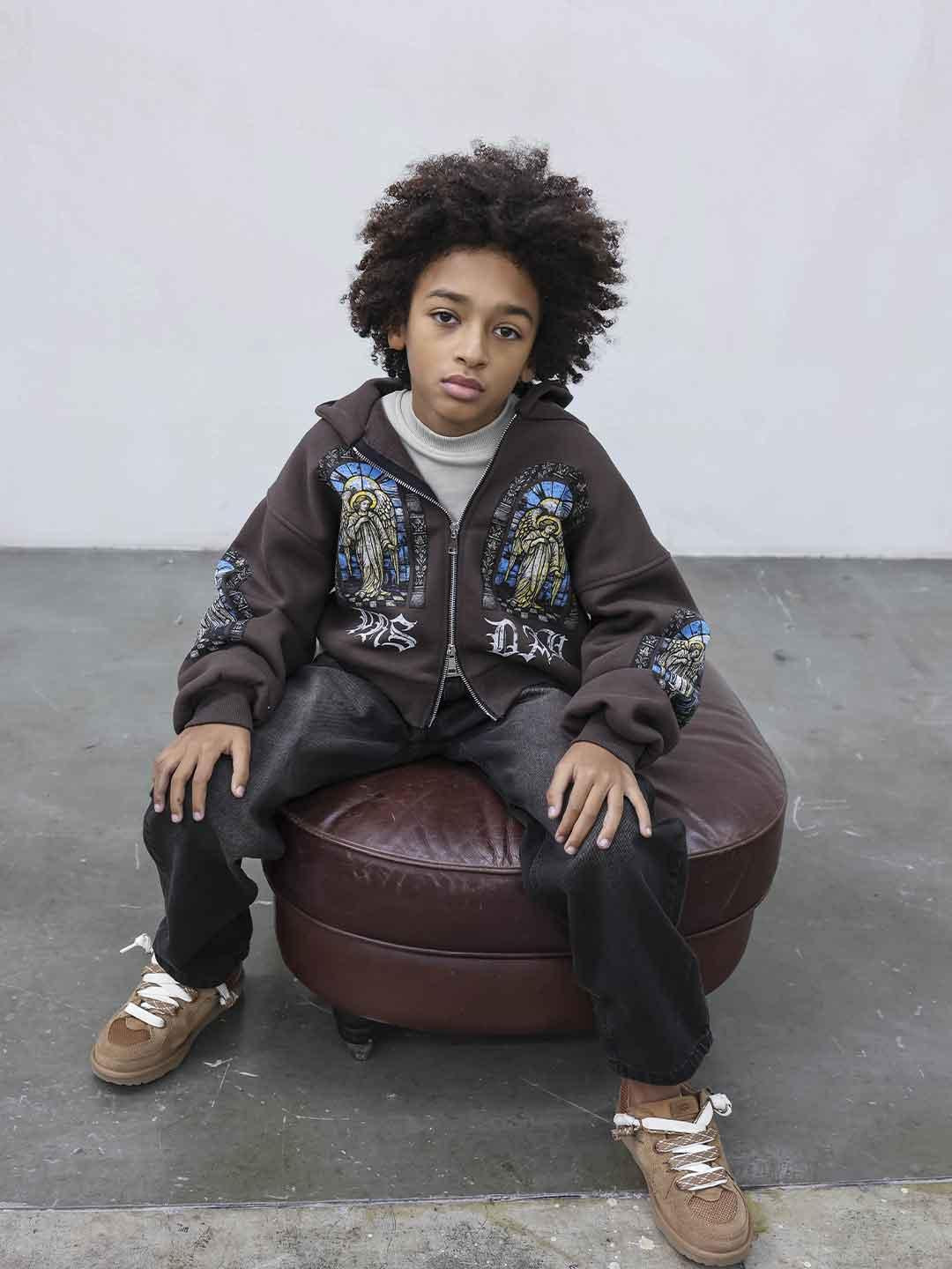 Present Day felpa kids marrone con zip