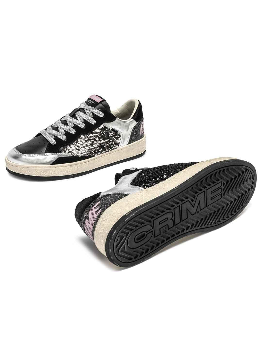 Crime Chelsea sneakers nero con paillettes