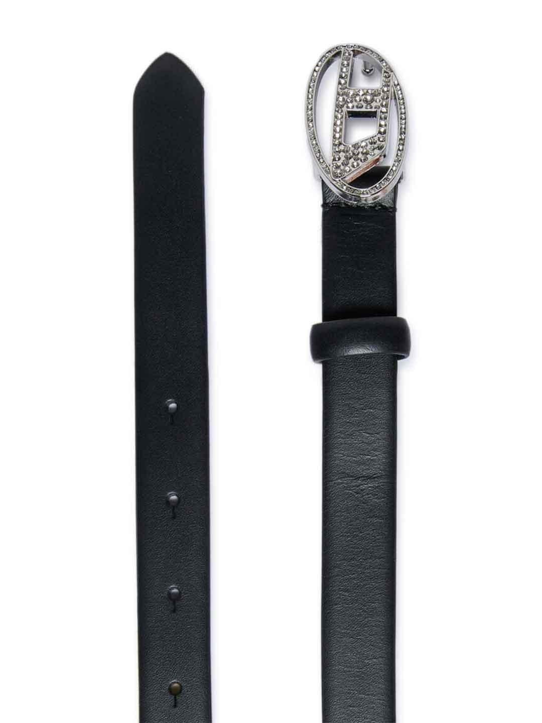 Diesel cintura nero in pelle con strass
