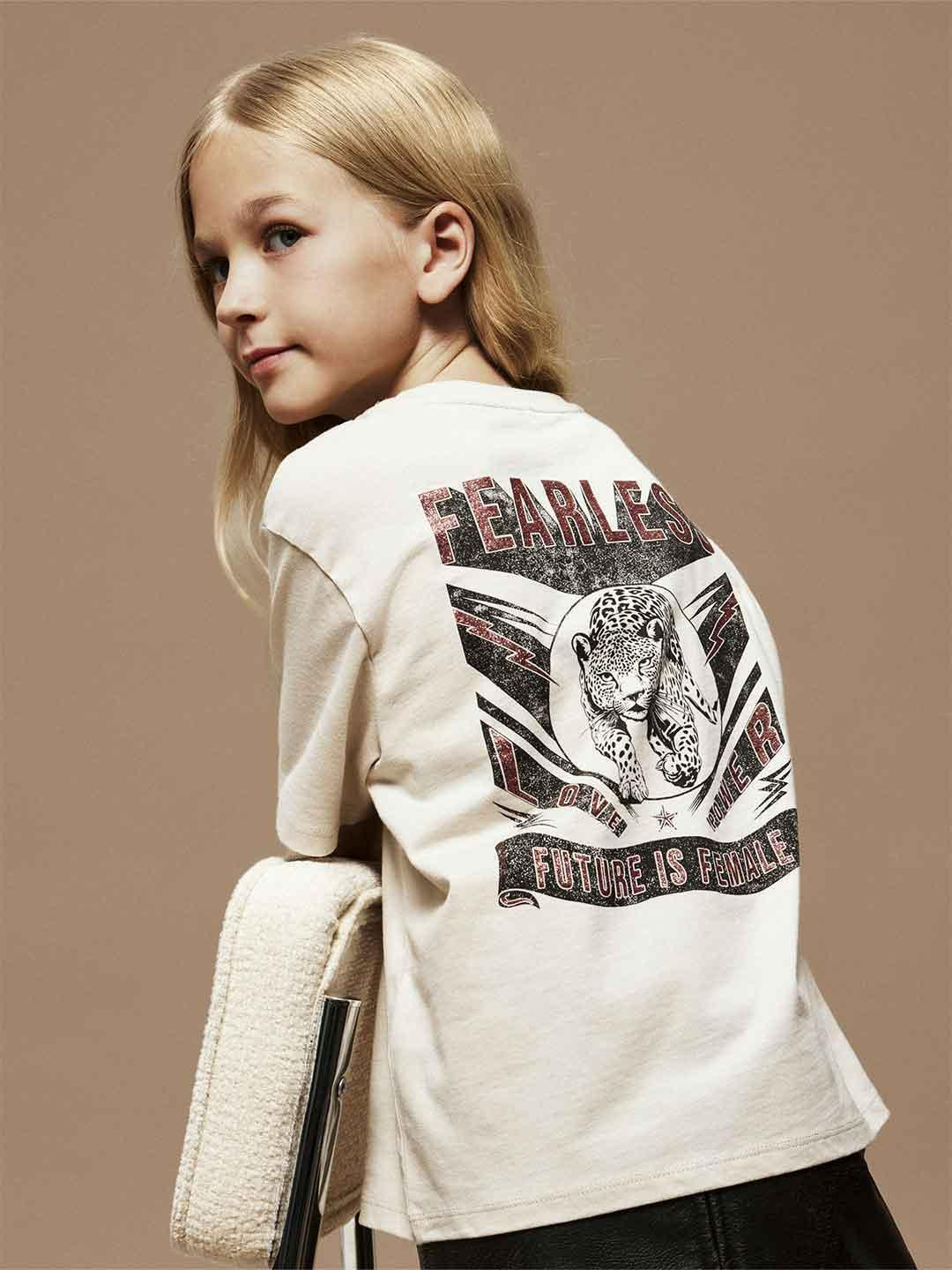 Name It t-shirt kids beige stampa fearless