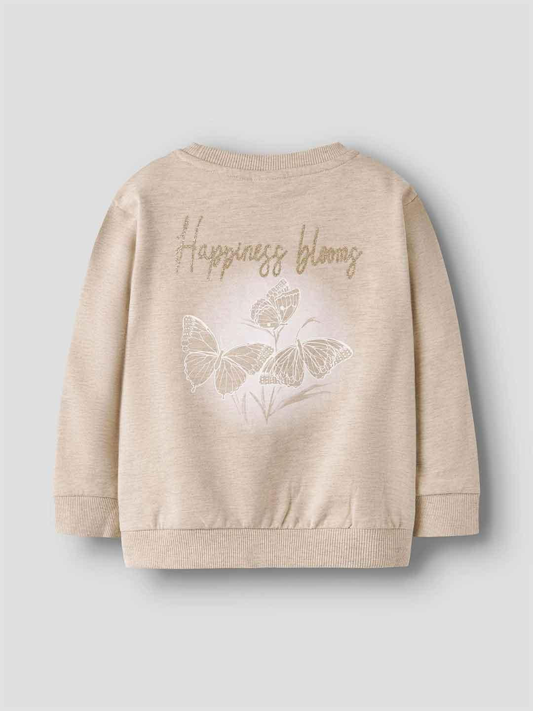 Name It felpa kids beige con stampa glitterata