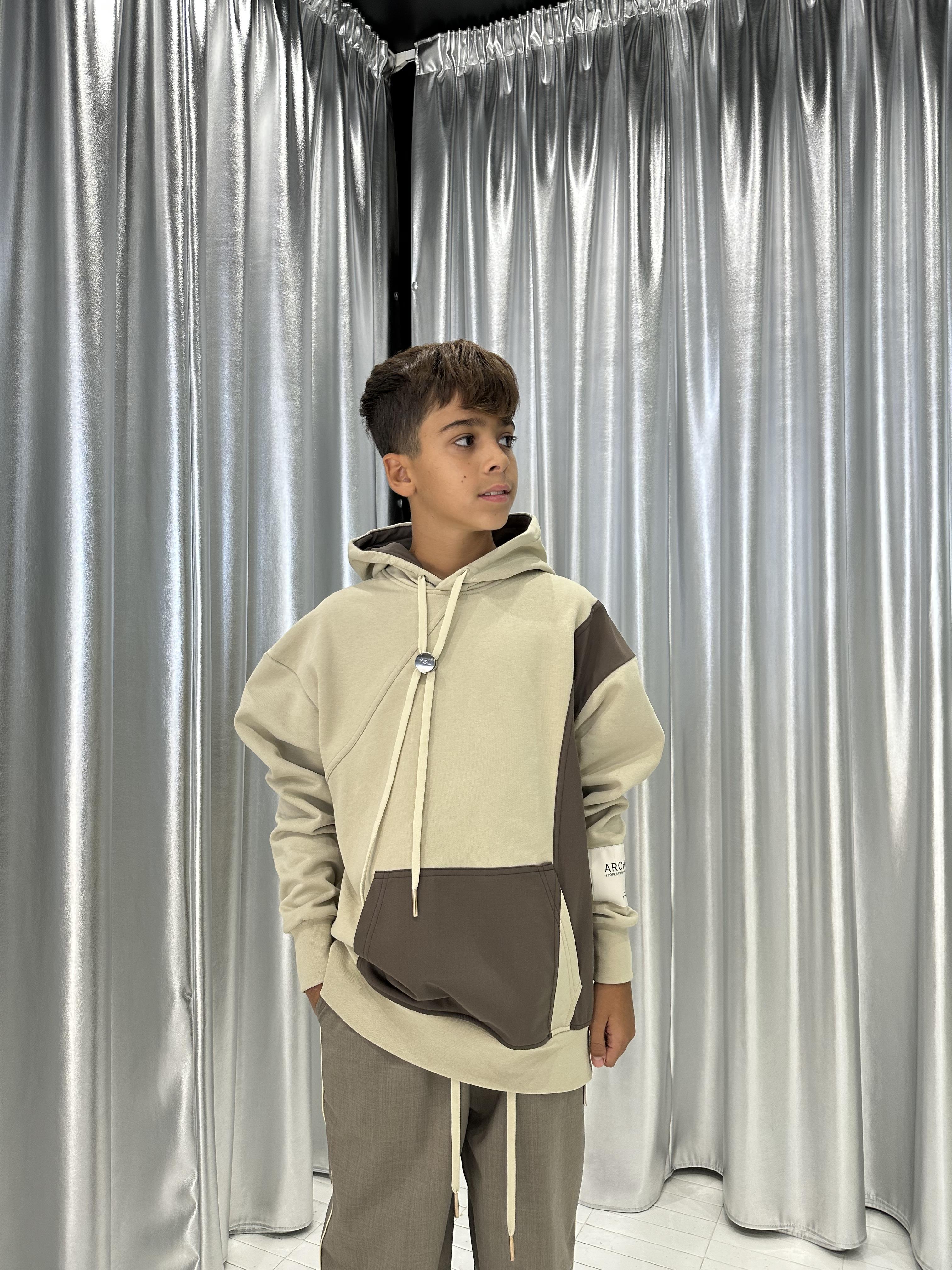 Yes London felpa kids beige con cappuccio