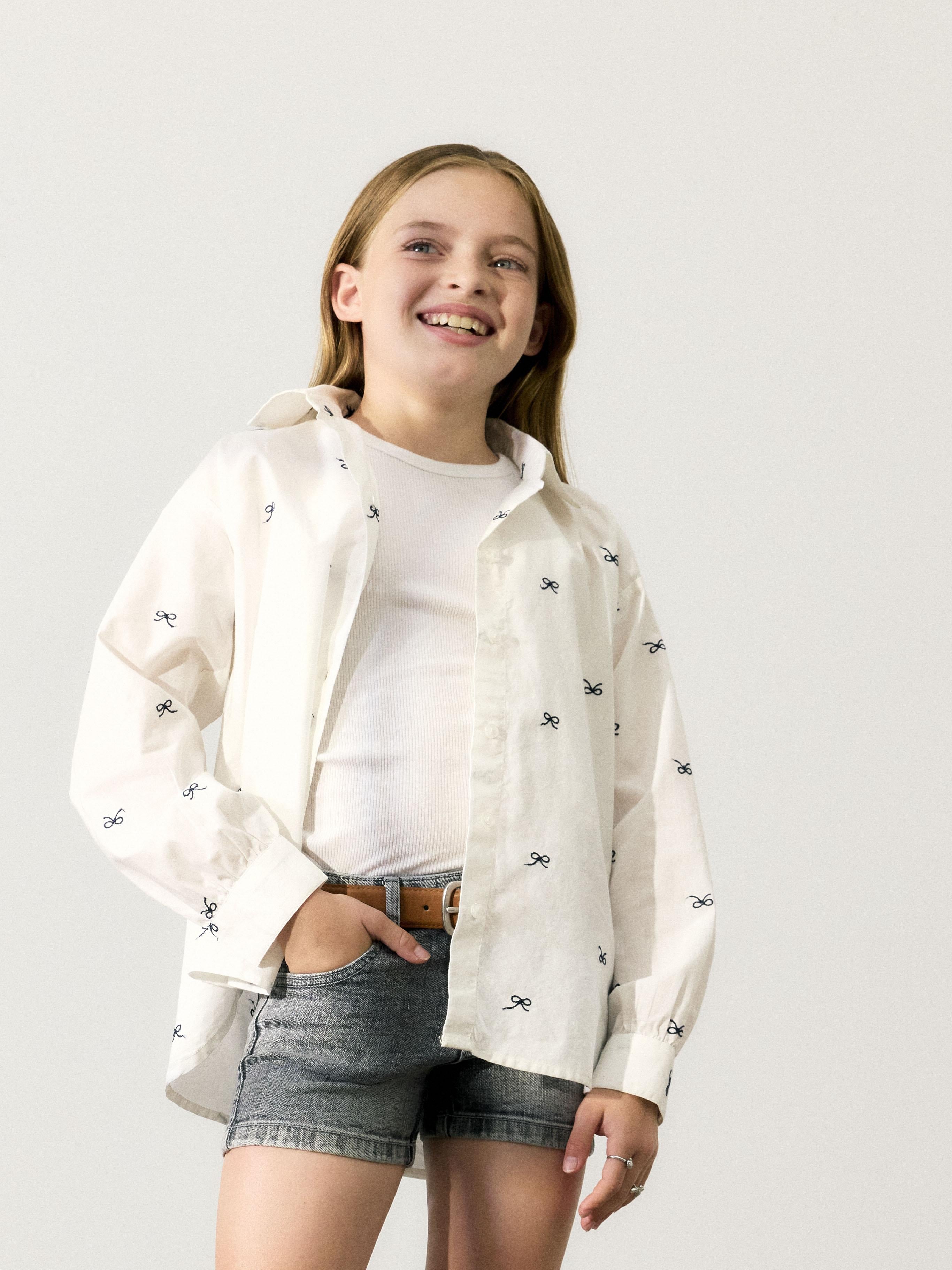 Name It camicia kids bianco con fiocchi