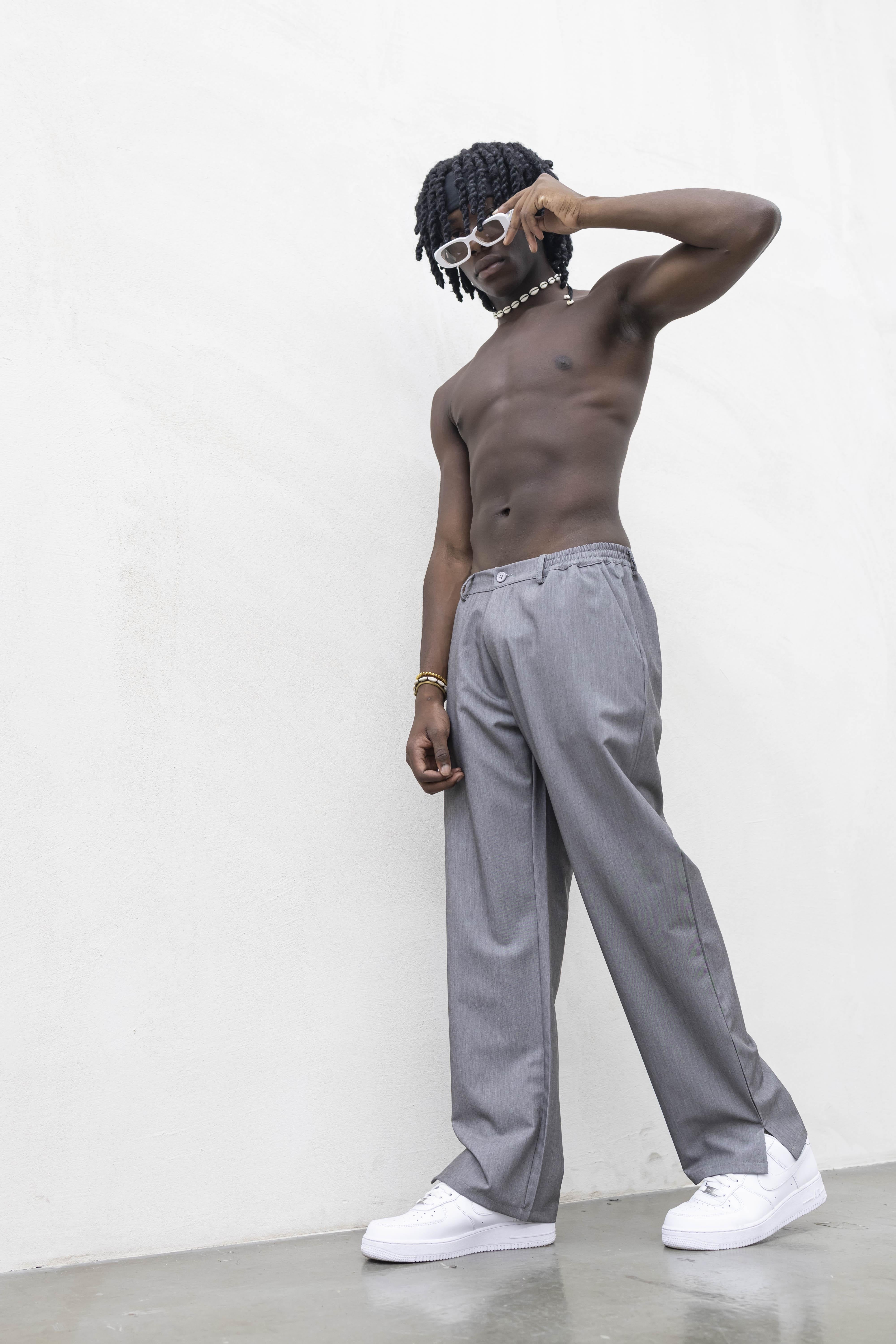 Tokyo pantaloni grigio simply con spacchetti