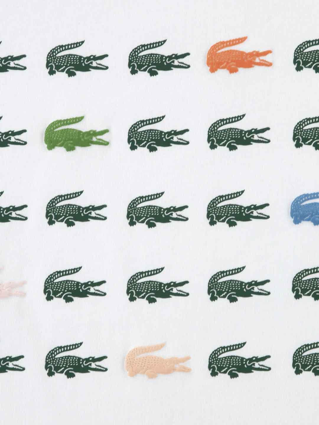 Lacoste t-shirt kids bianco con logo multicolor