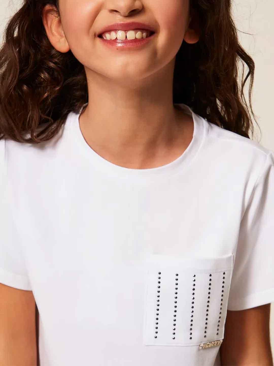 Twinset t-shirt kids bianco con borchie