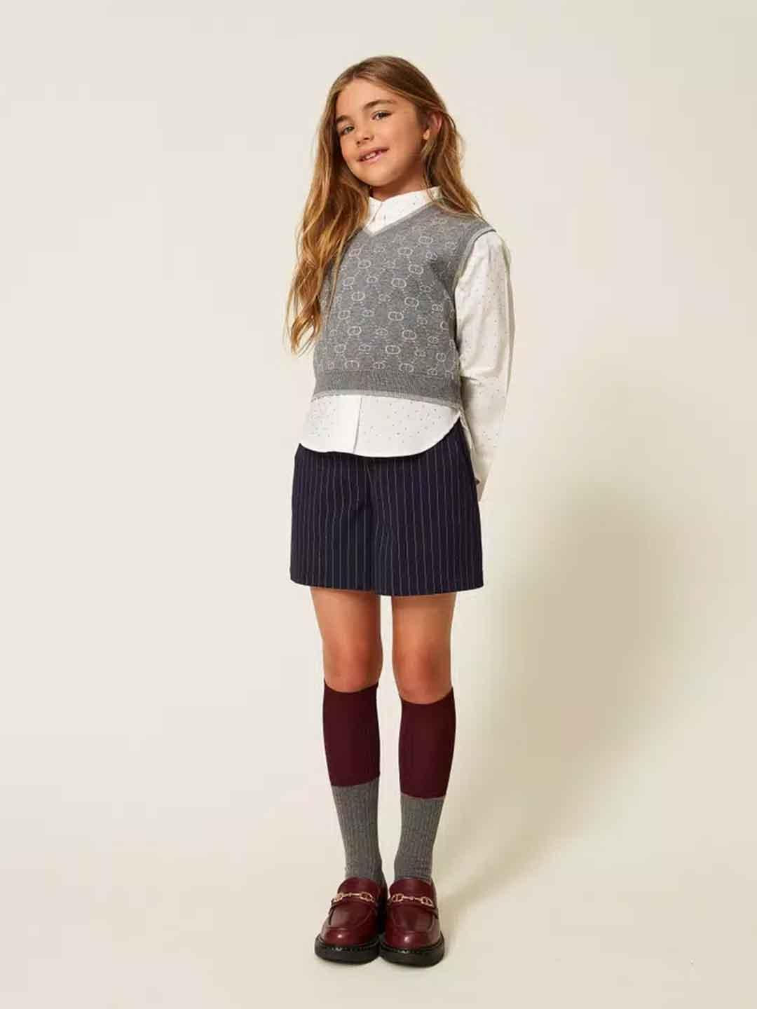 Twinset shorts kids blu gessato