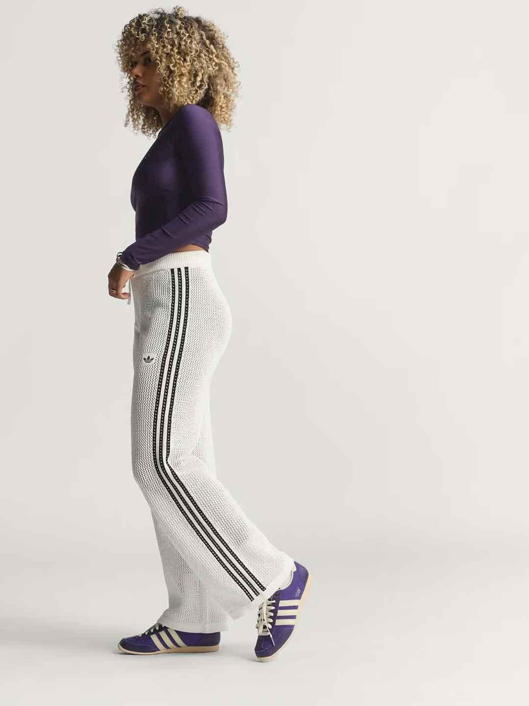 Adidas Firebird pantalone bianco in crochet