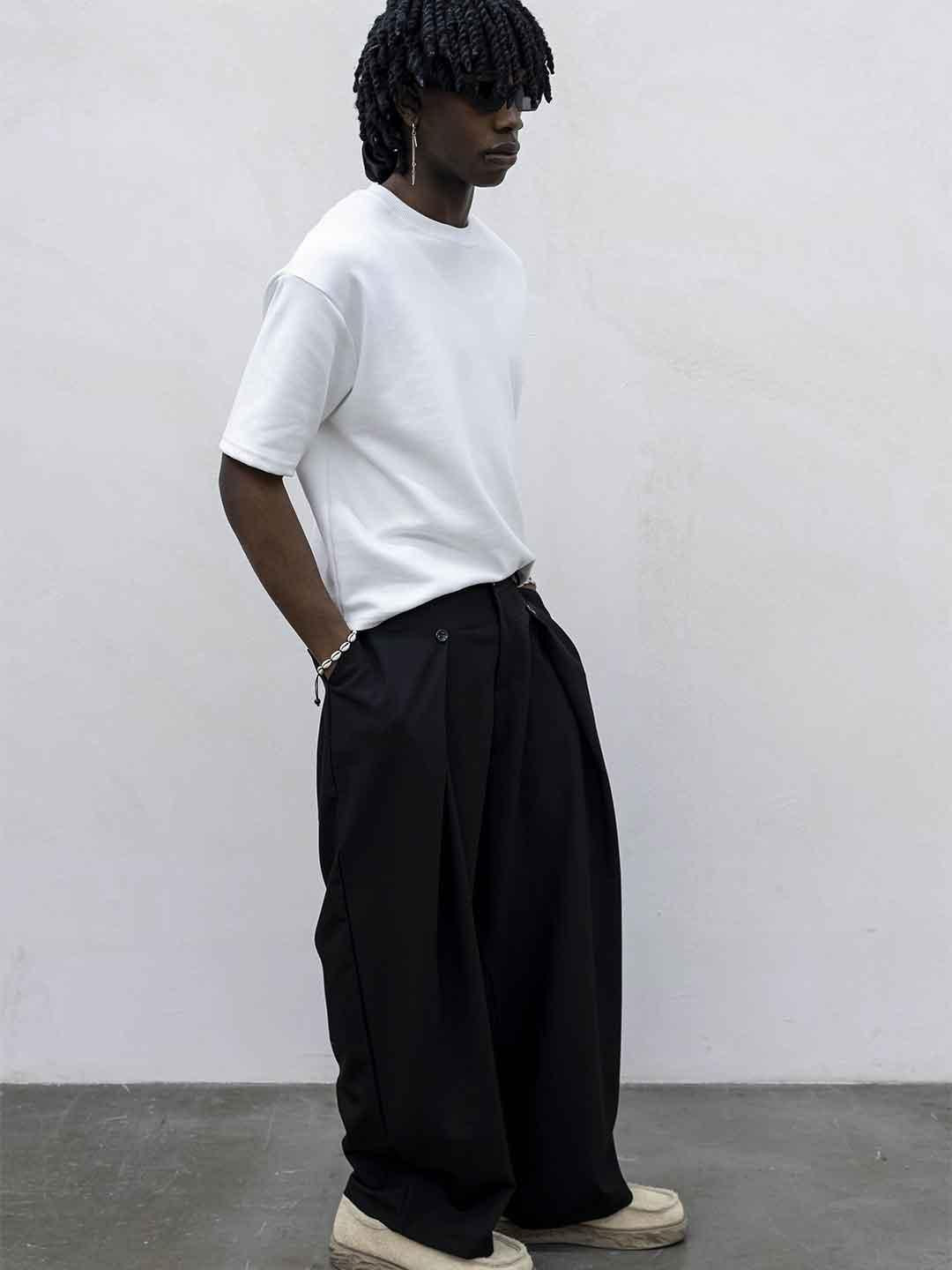 Tokyo pantalone nero con bottoni