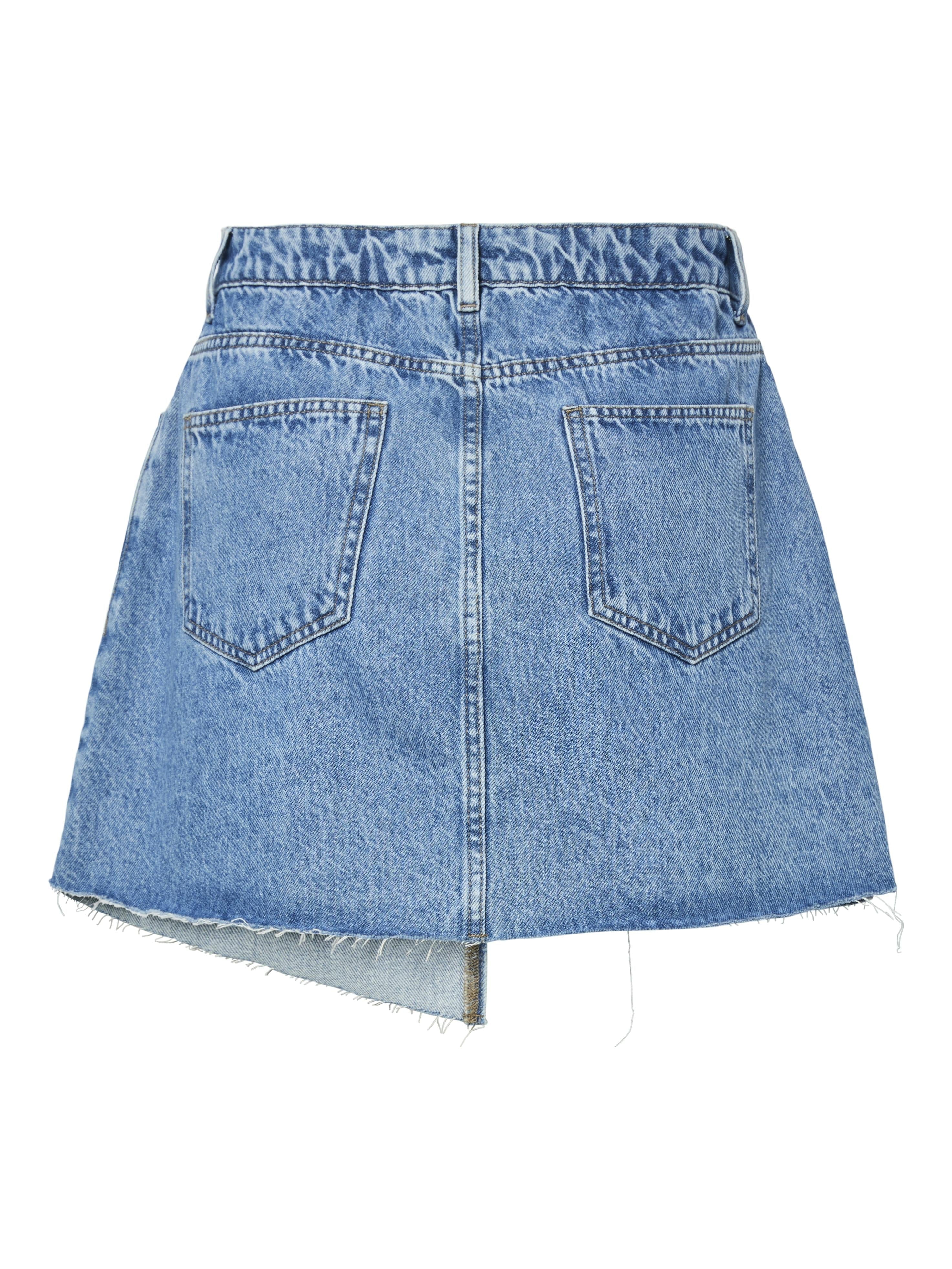 Pieces gonna in jeans corta asimmetrica