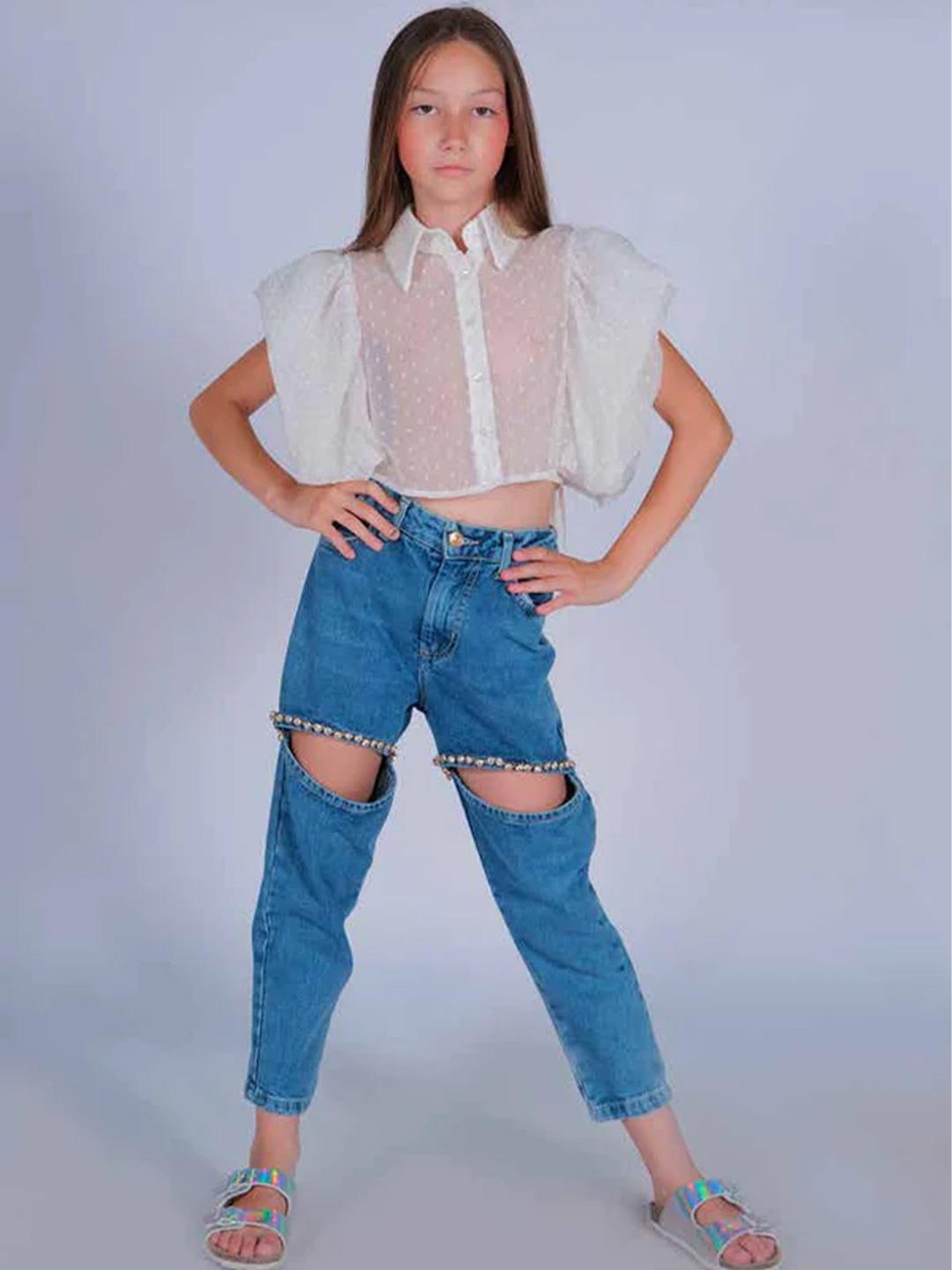 Marc Ellis camicia kids bianco crop