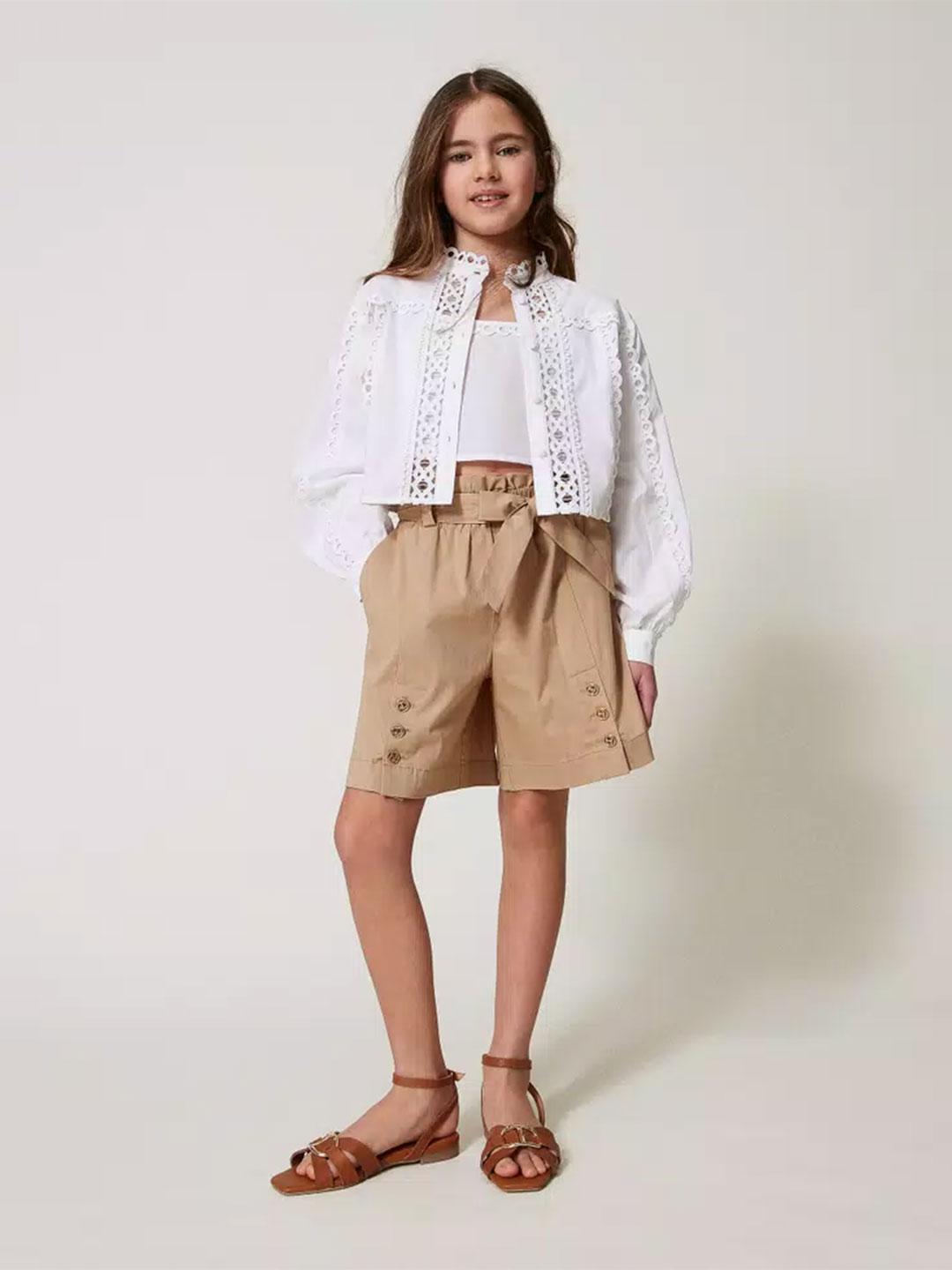 Twinset shorts kids beige vita alta