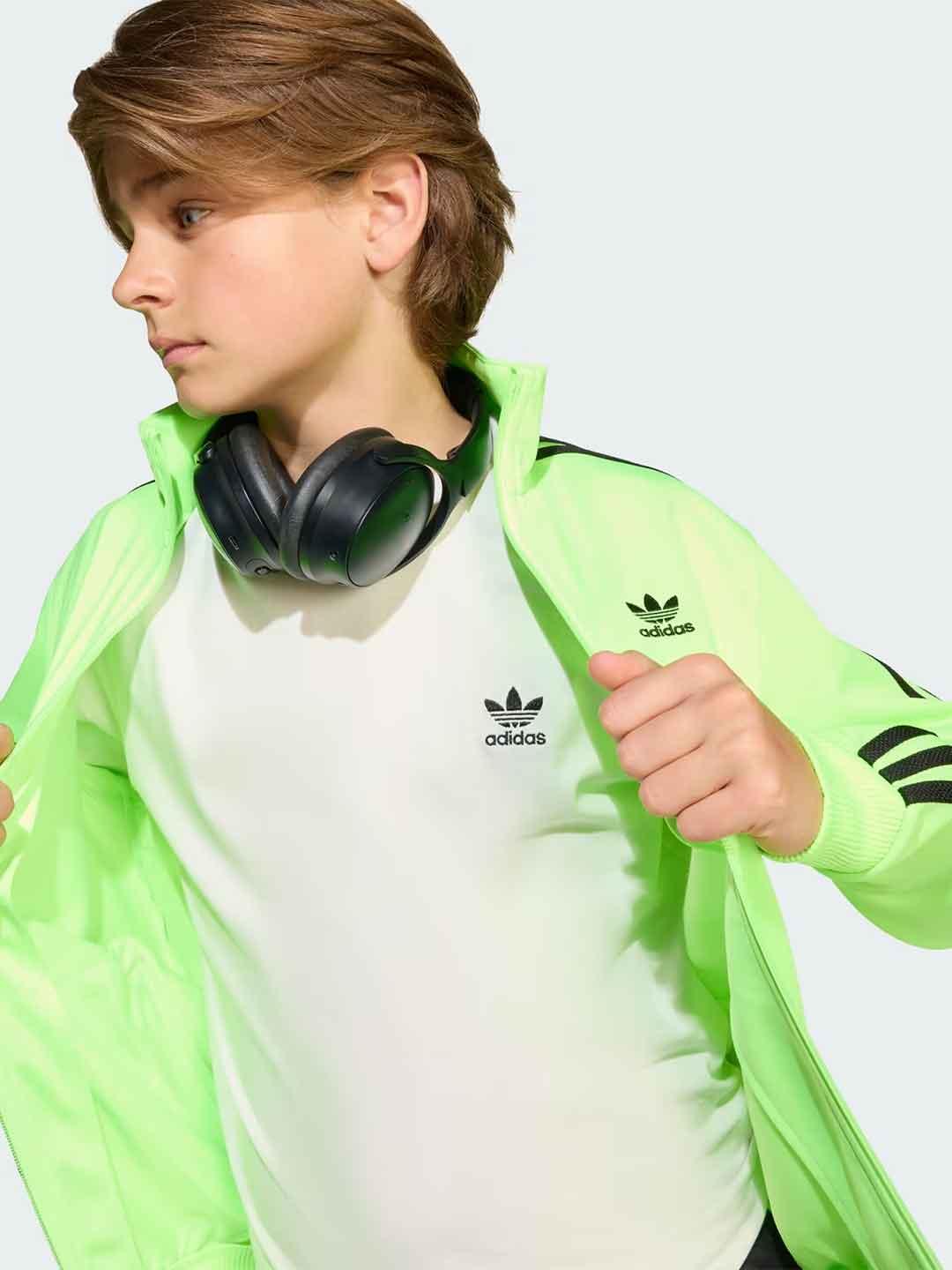 Adidas felpa kids verde fluo con zip