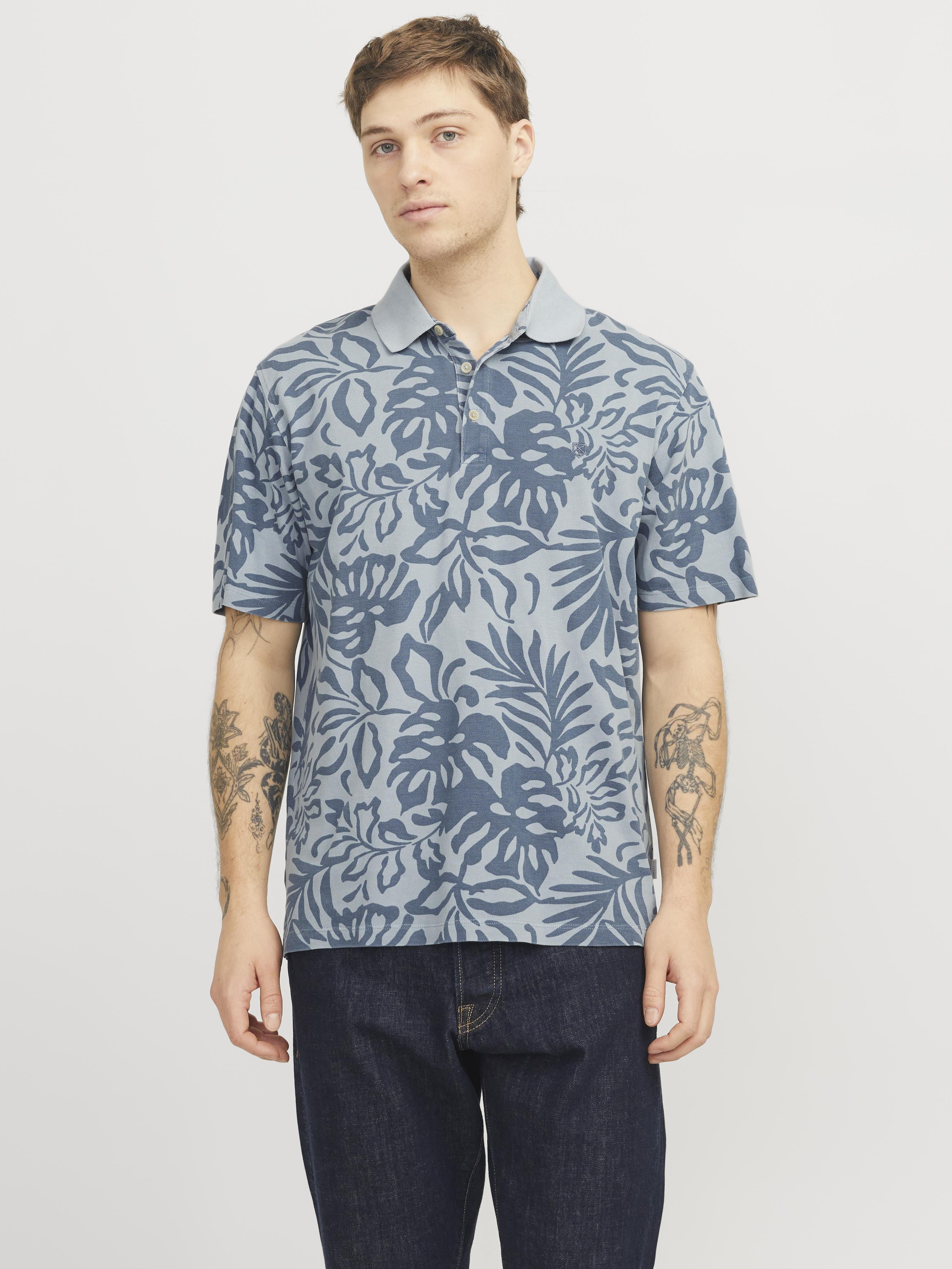 Jack & Jones polo azzurro a fantasia