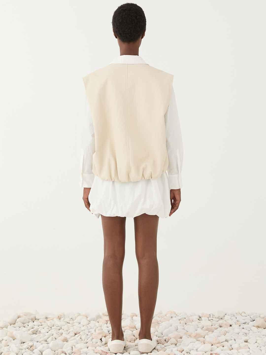 Eleh gilet panna in pelle