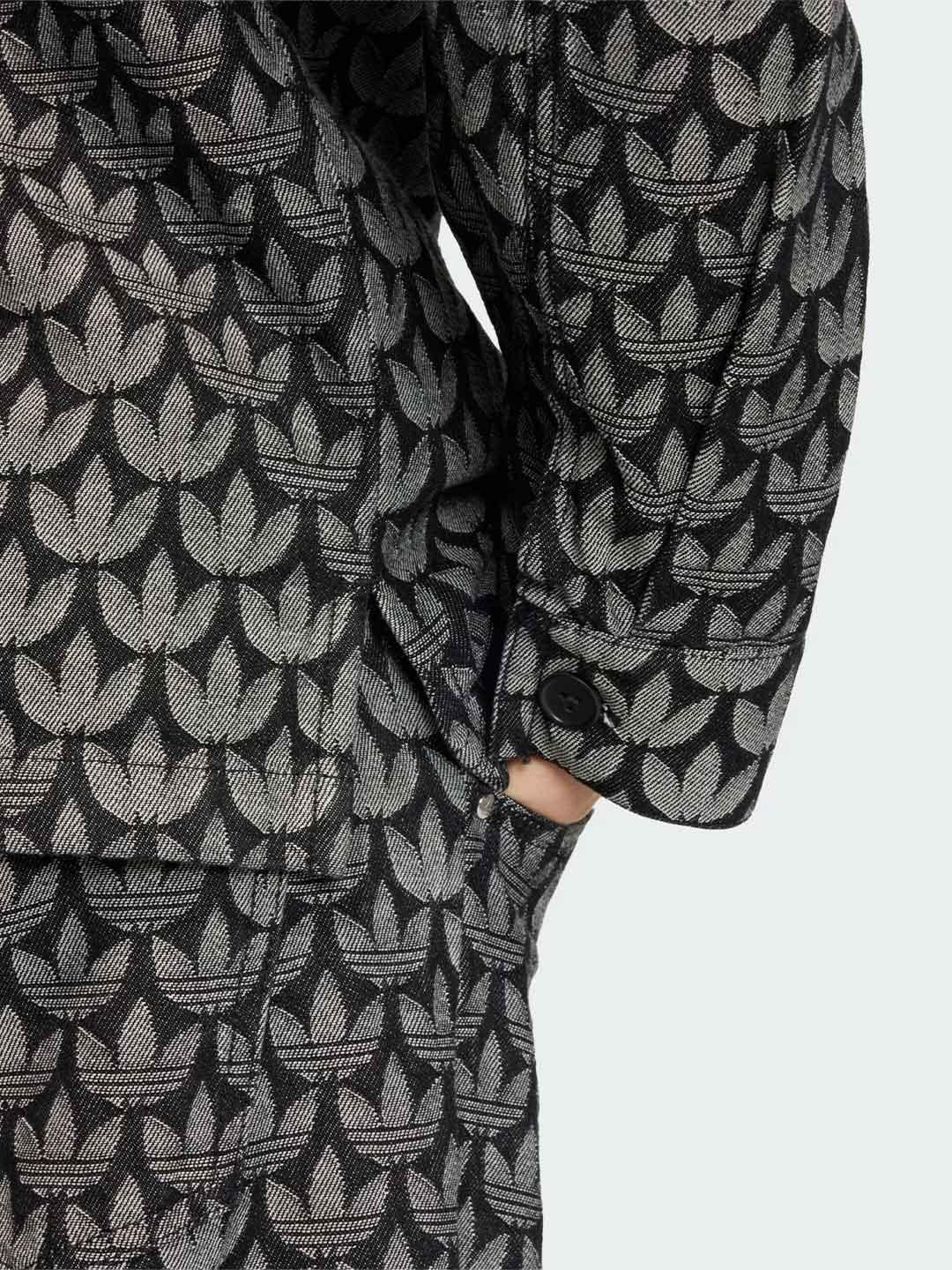 Adidas camicia nero in denim multilogo