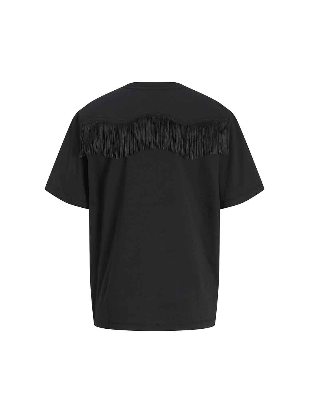 JJXX Sanne t-shirt nero con frange sul retro