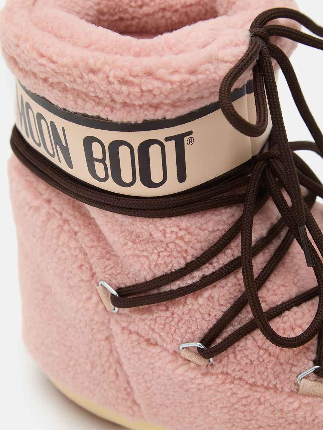 Moon Boot Icon Low Fleece stivale rosa in teddy