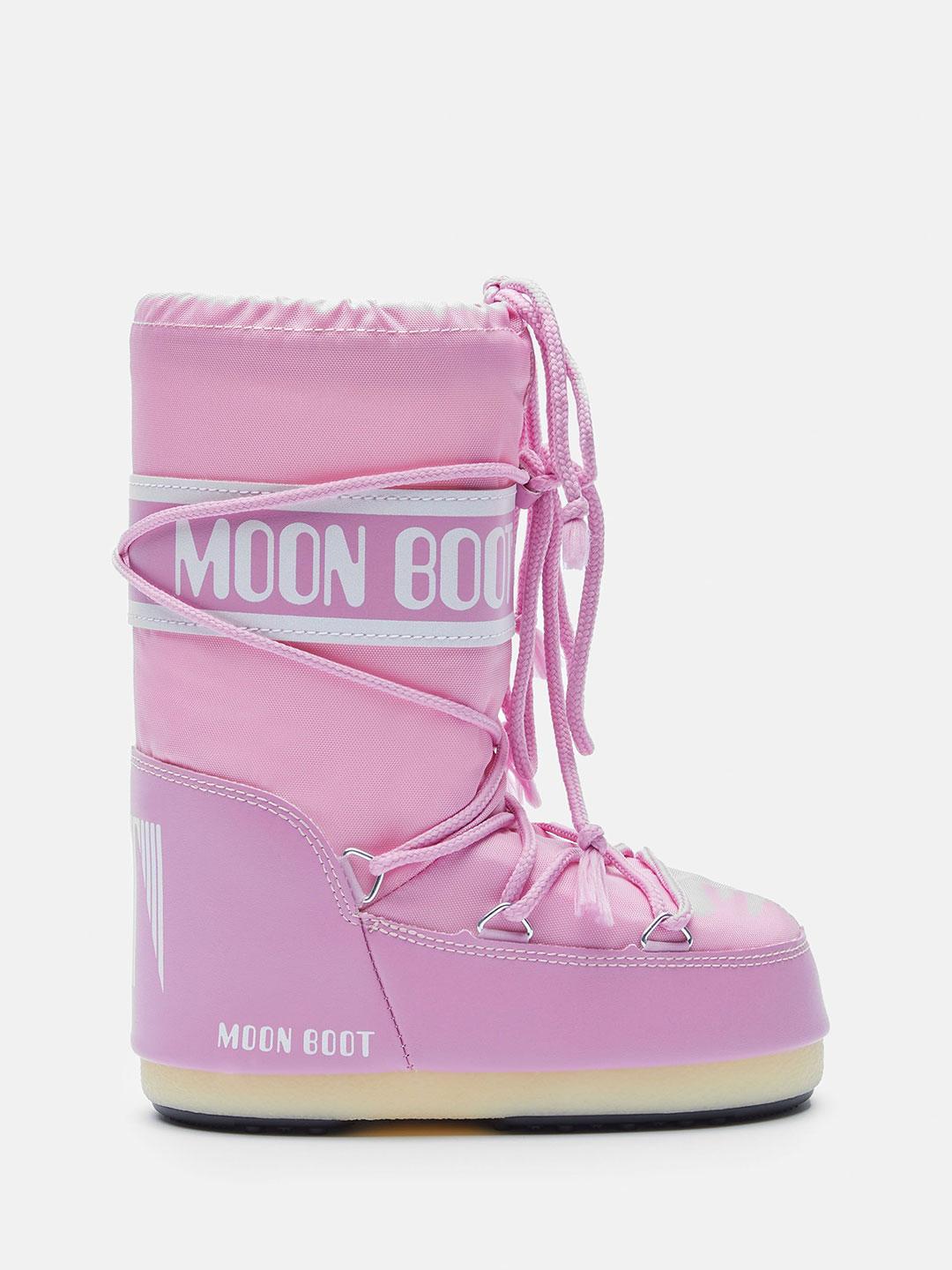 Moon Boot Icon stivali kids rosa alto in Nylon