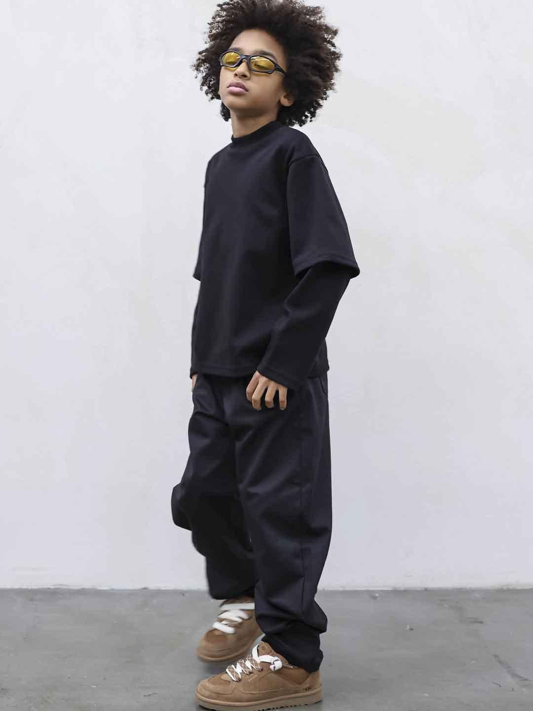 Present Day t-shirt kids nero manica lunga