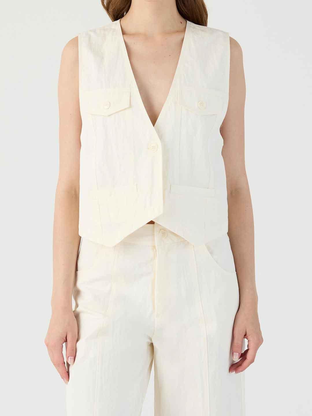 Eleh gilet panna con taschini