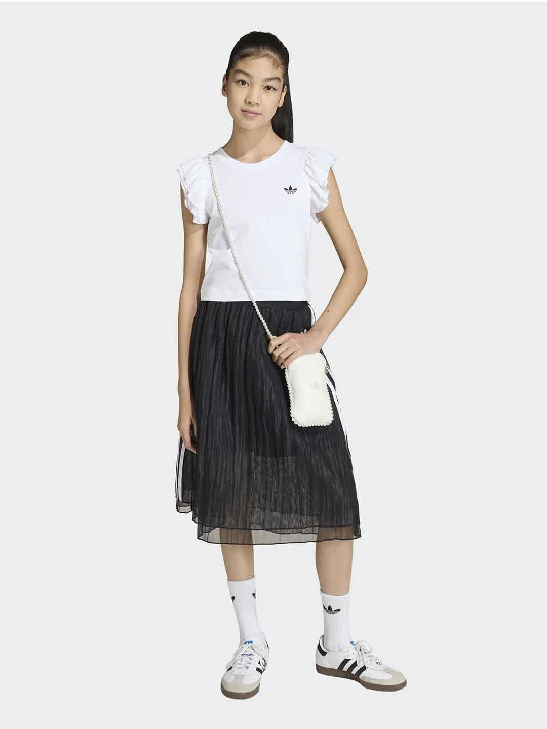 Adidas t-shirt kids bianco con volant in pizzo