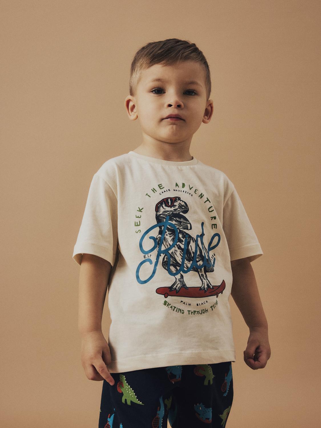 Name It t-shirt kids beige con dinosauro