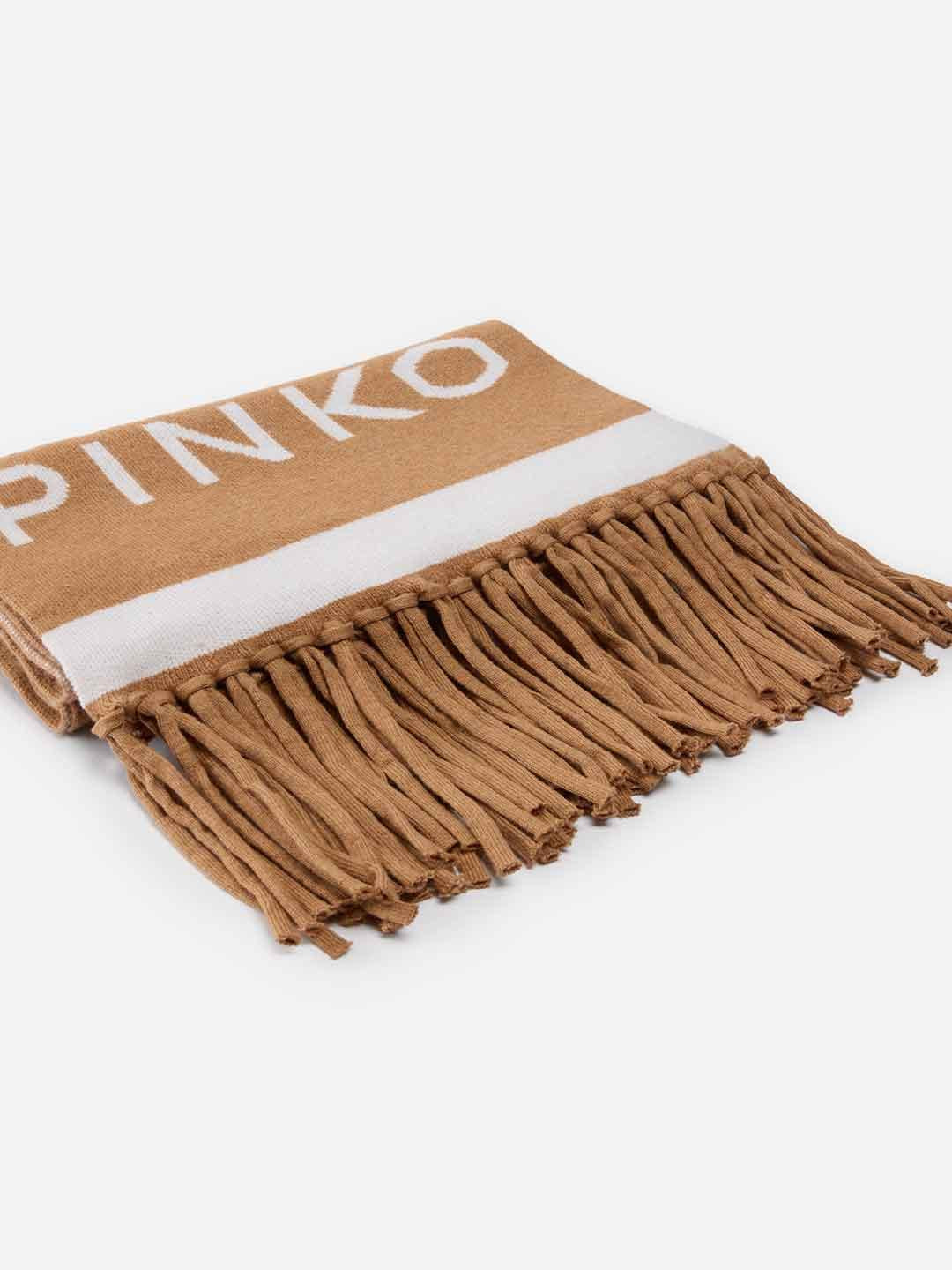 Pinko sciarpa beige con logo